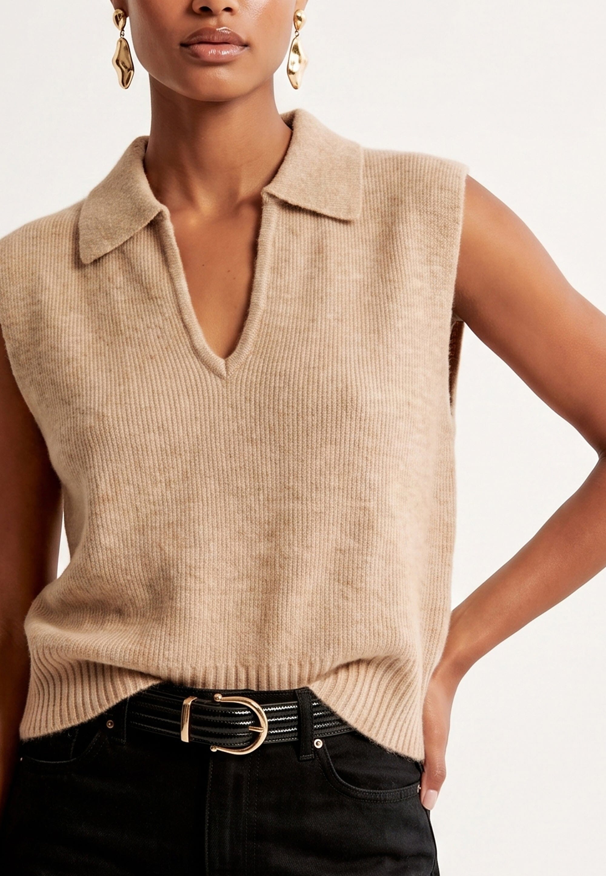 PULL SANS MANCHE - DIMA - BEIGE PULL NEW KOOKAI Mode Kookai