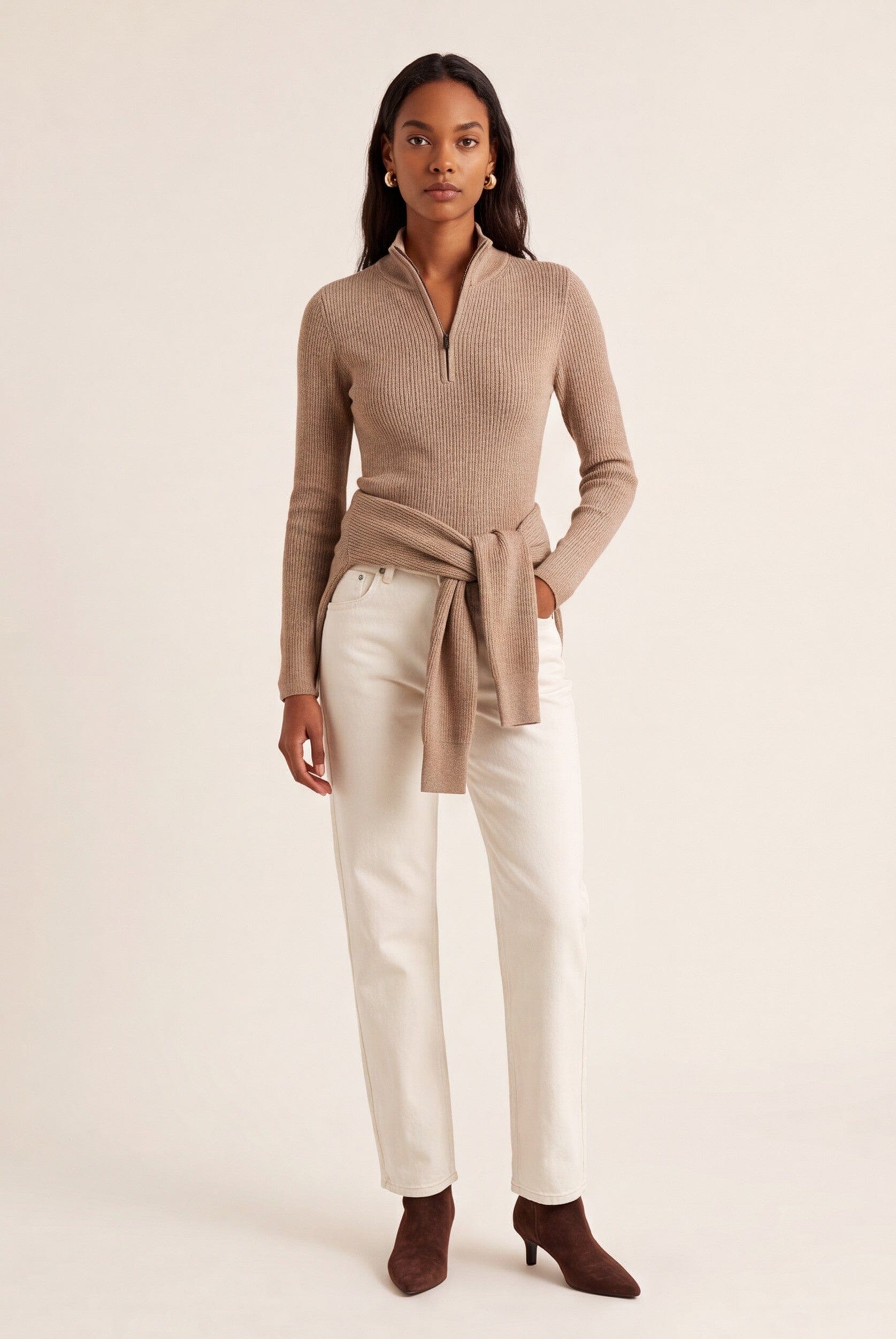 PULL ZIPPE - OLYMPE - CAMEL CHINE PULL NEW KOOKAI Mode Kookai