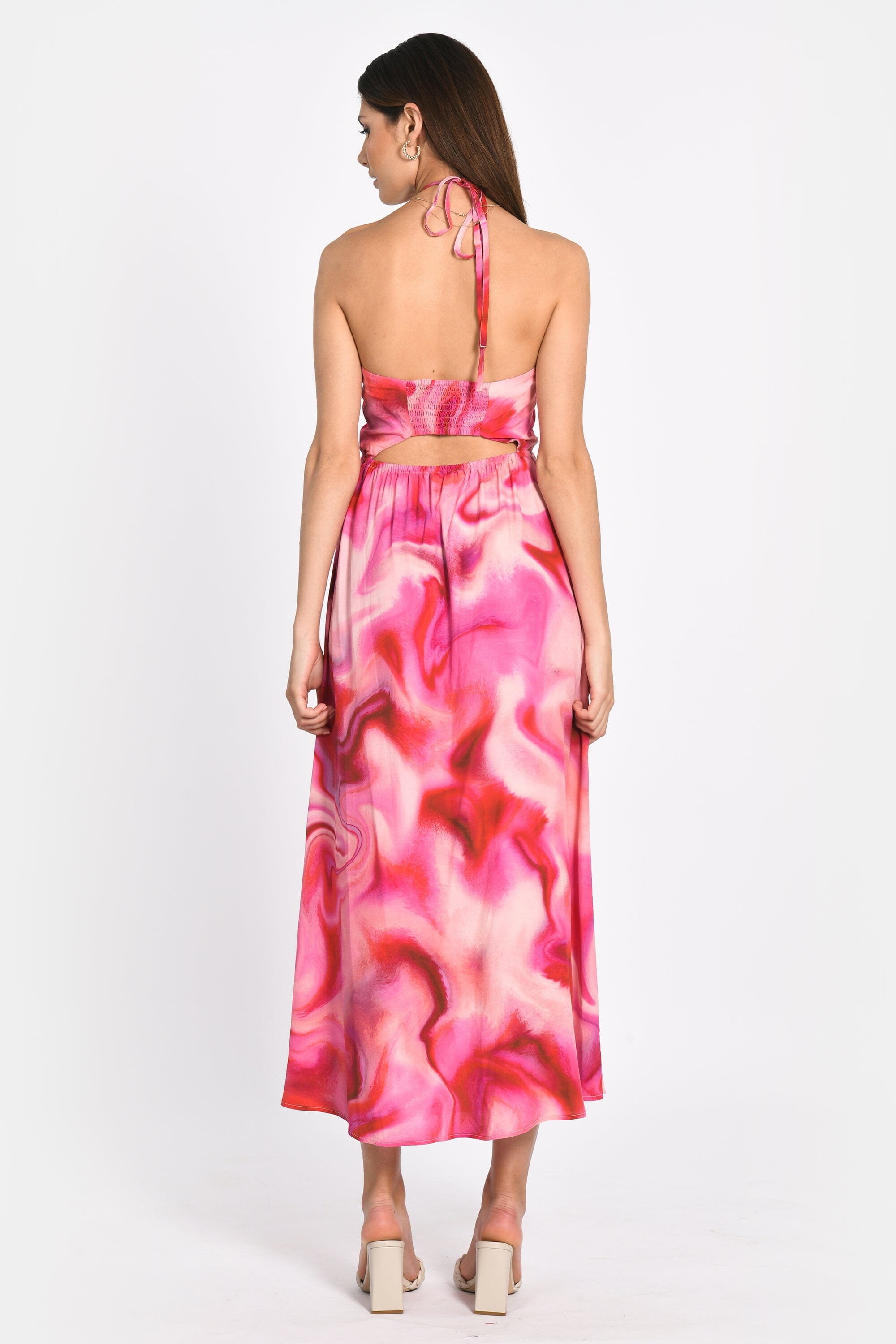 ROBE BUSTIER LONGUE ANNE 70s MULTI PINK ROBE KOOKAI Mode Kookai