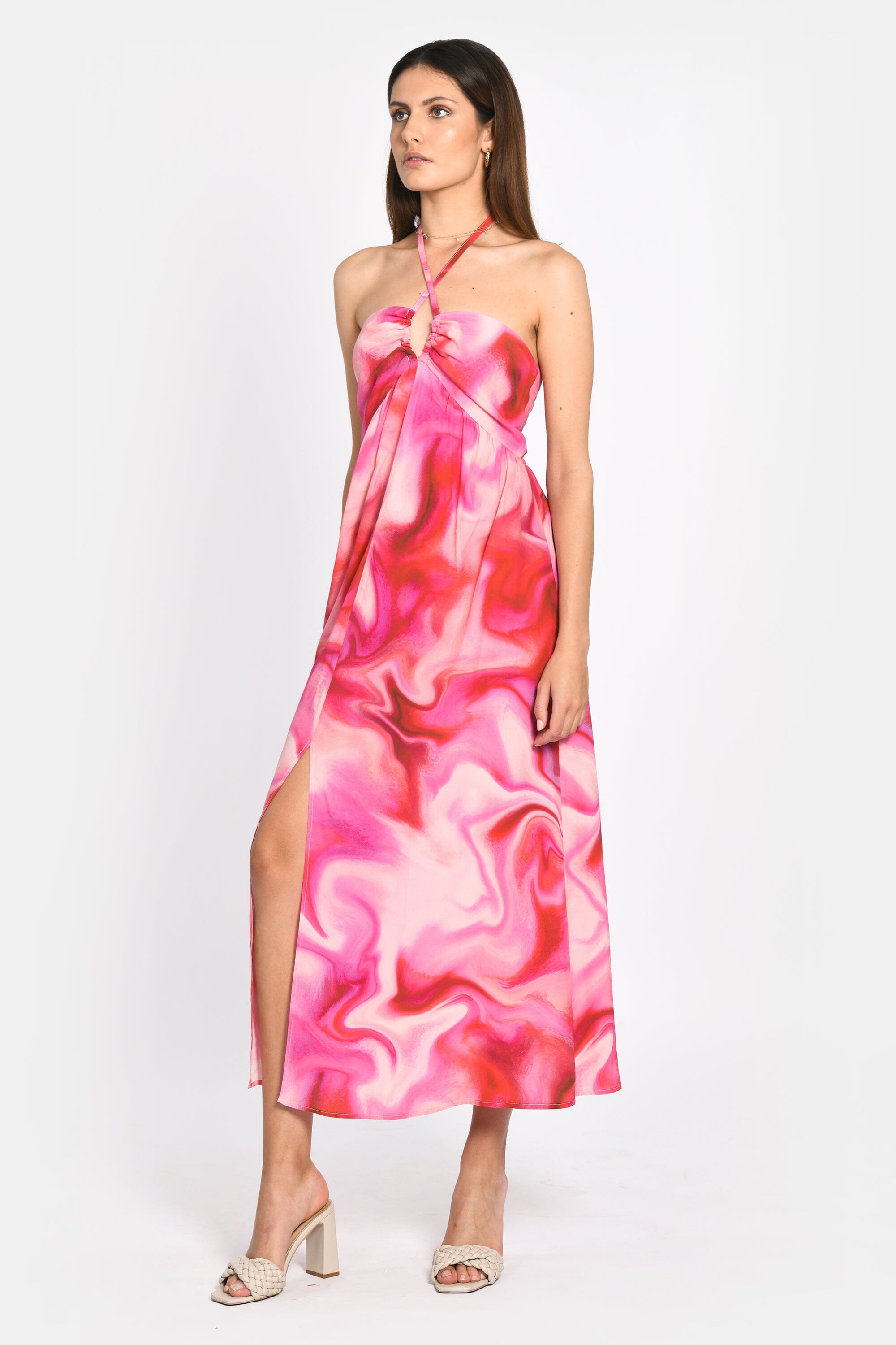 ROBE BUSTIER LONGUE ANNE 70s MULTI PINK ROBE KOOKAI Mode Kookai