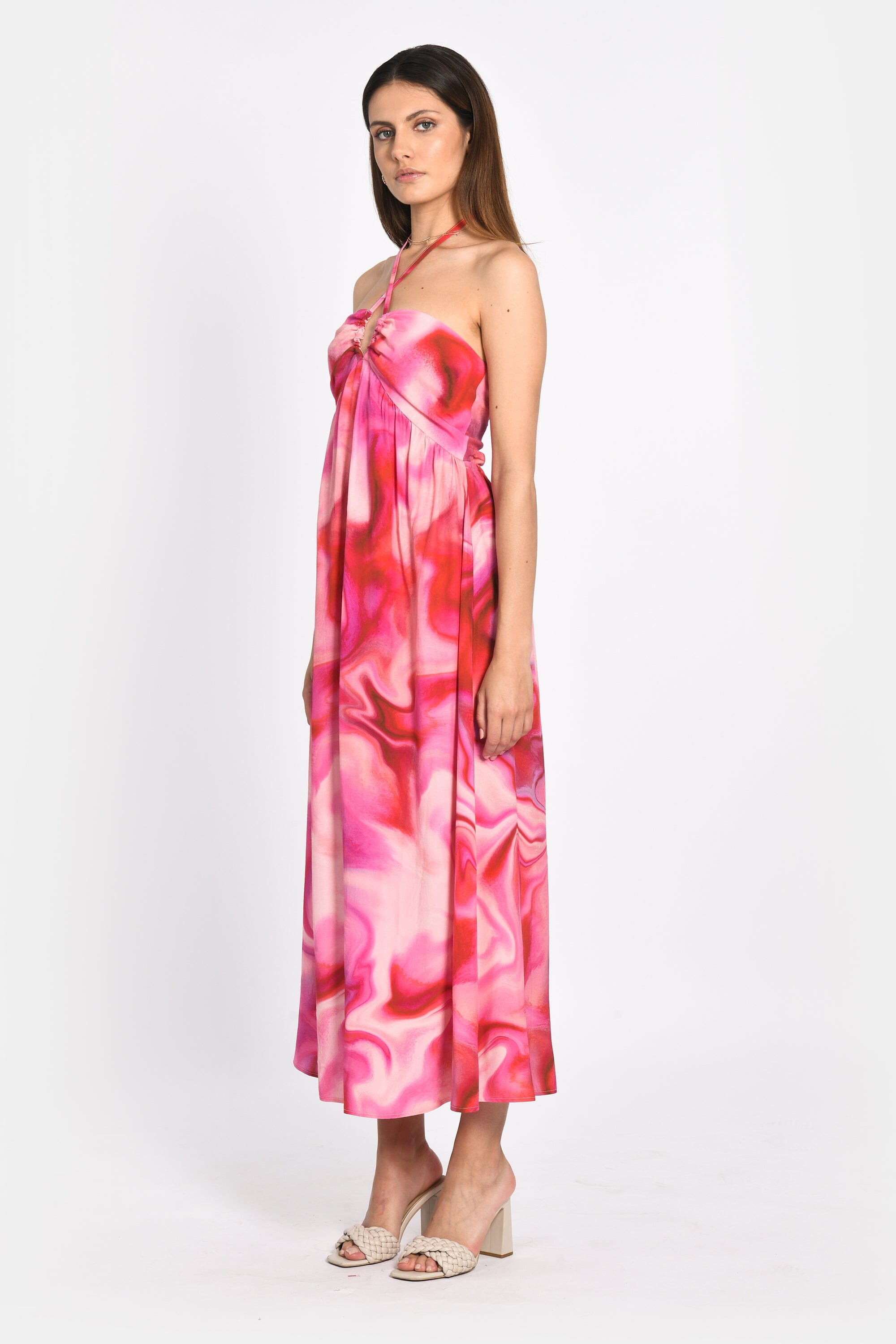 ROBE BUSTIER LONGUE ANNE 70s MULTI PINK ROBE KOOKAI Mode Kookai