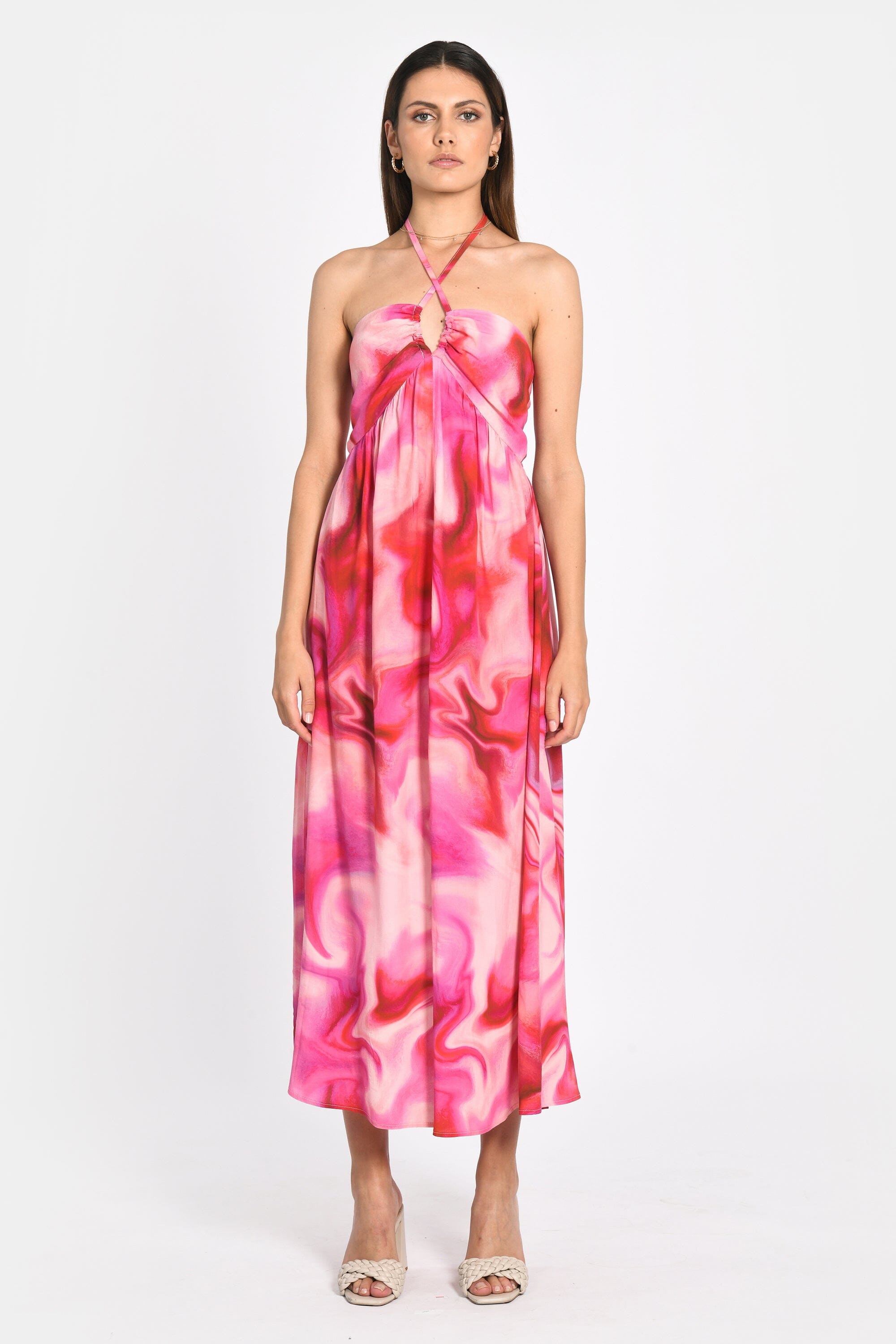 ROBE BUSTIER LONGUE ANNE 70s MULTI PINK ROBE KOOKAI Mode Kookai