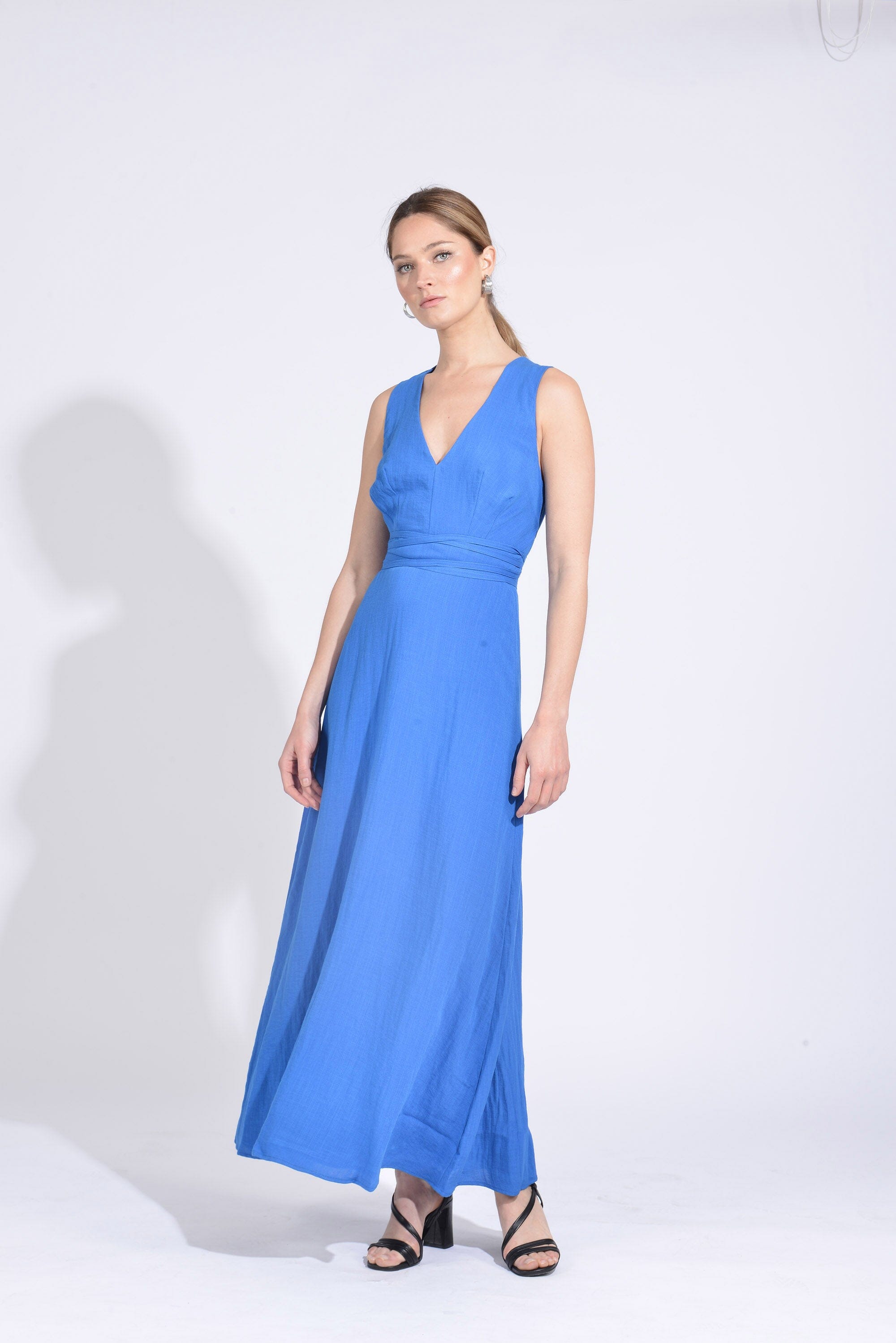 ROBE COL V LONGUE HAYMIE PRINCESS BLUE ROBE KOOKAI Mode Kookai