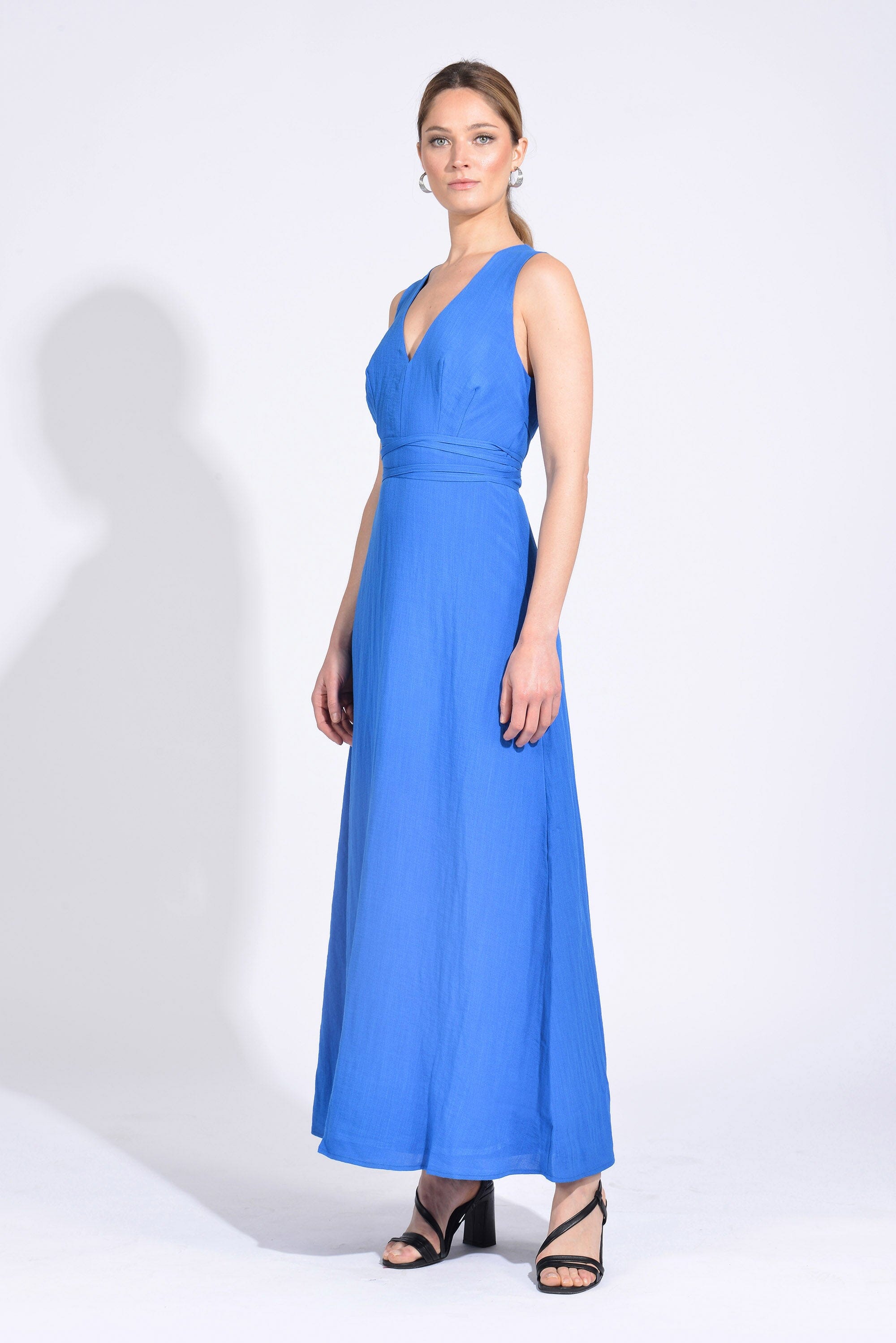 ROBE COL V LONGUE HAYMIE PRINCESS BLUE ROBE KOOKAI Mode Kookai