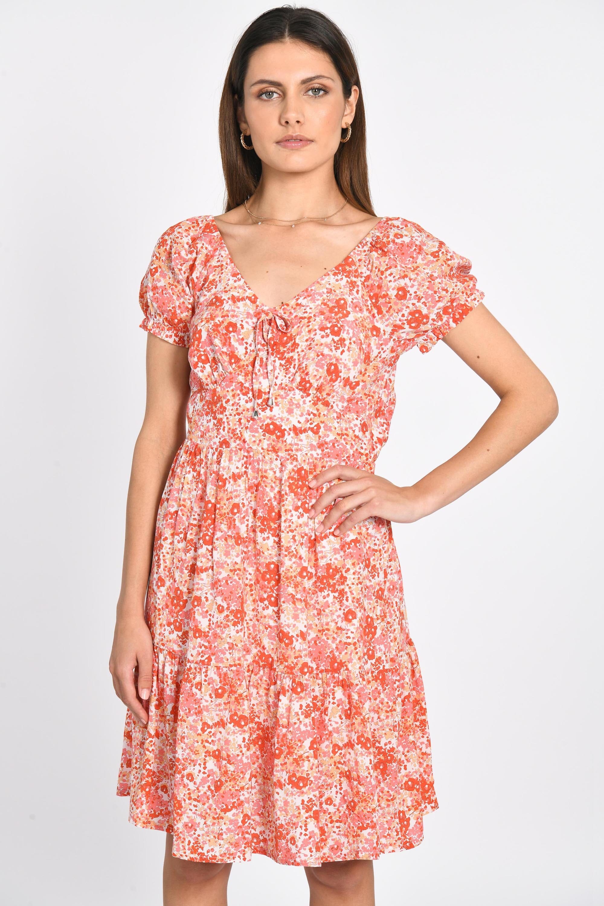 ROBE COURTE HELEN MULTI CORAIL ROBE NEW KOOKAI Mode Kookai