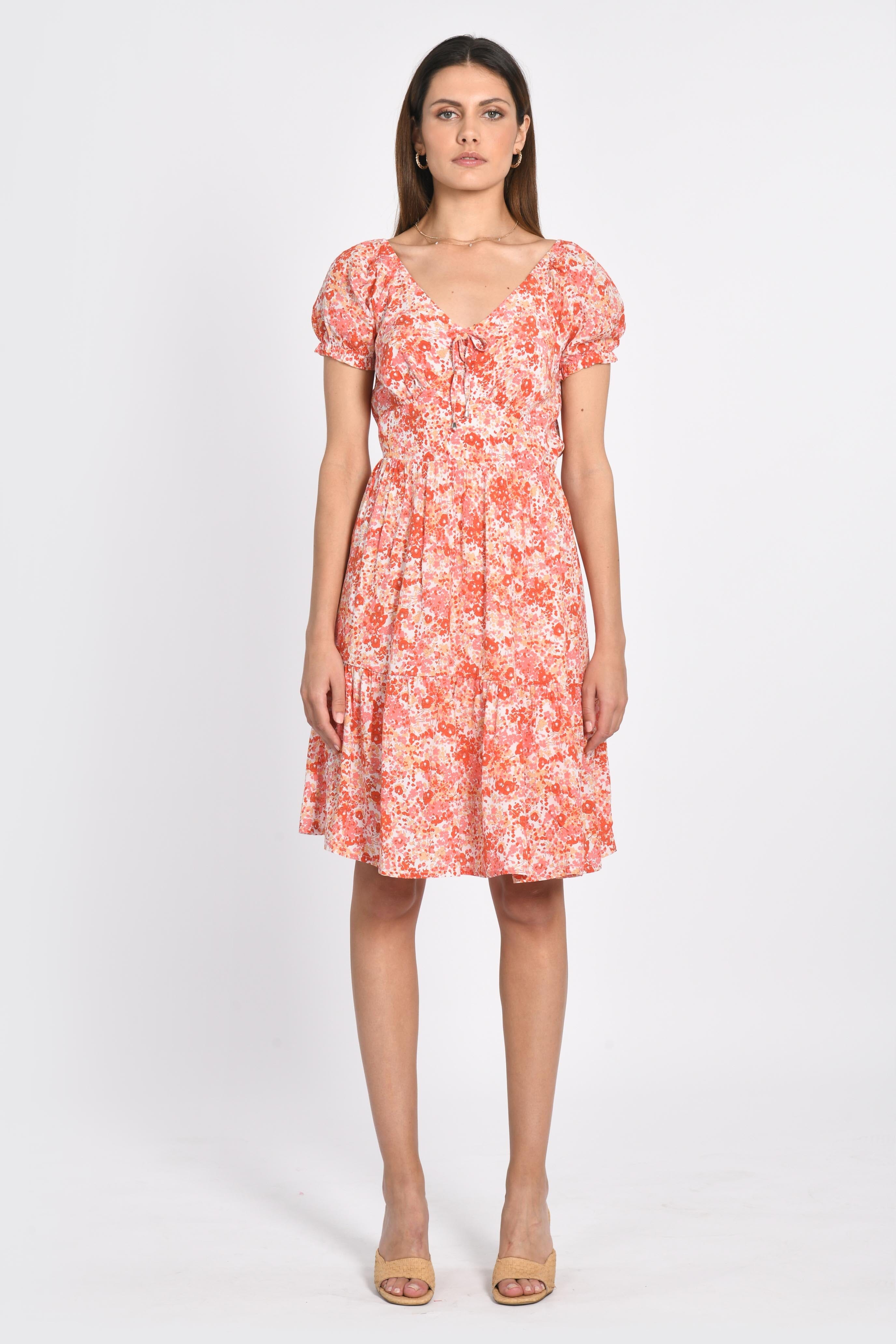 ROBE COURTE HELEN MULTI CORAIL ROBE NEW KOOKAI Mode Kookai