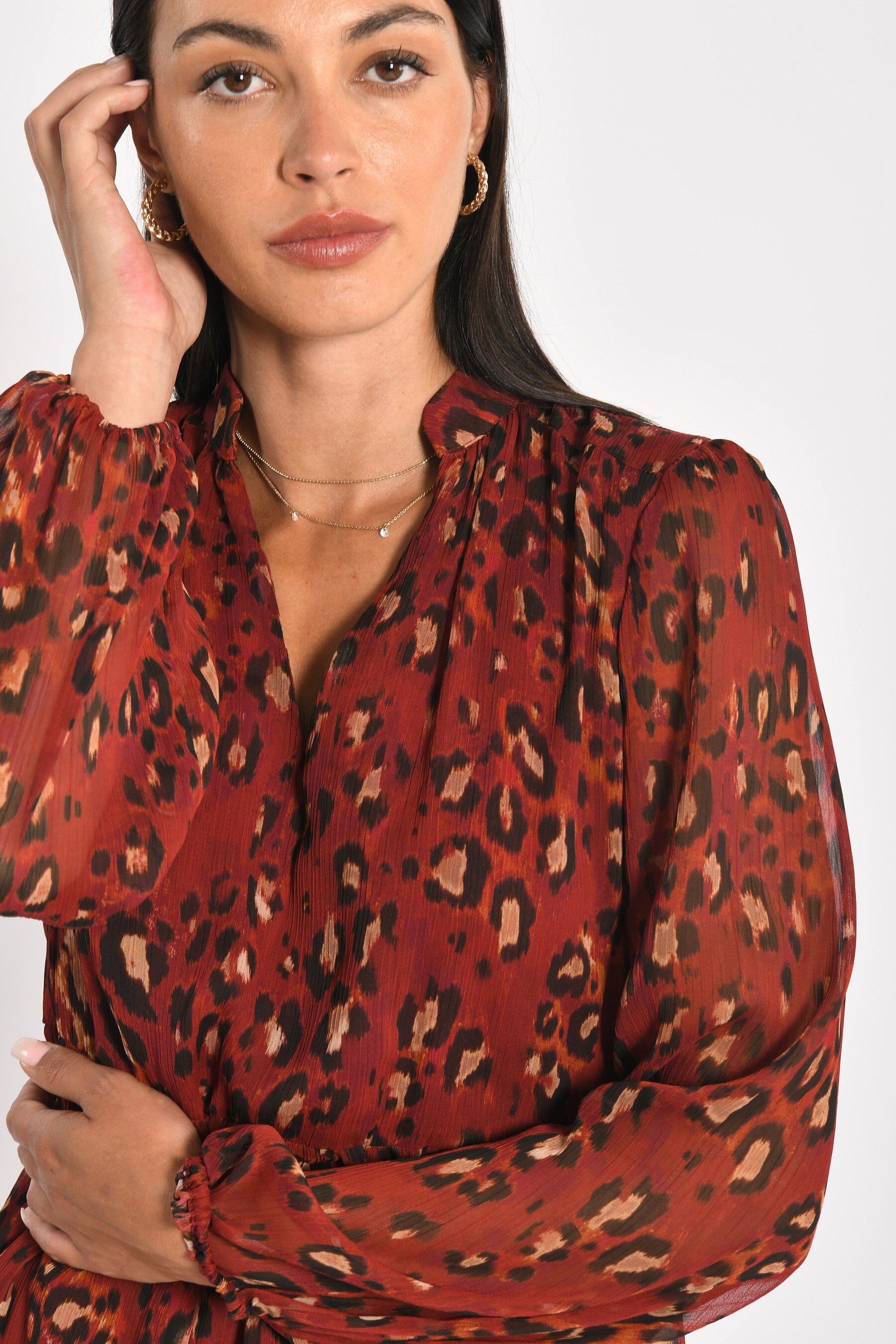 ROBE COURTE LEOPARD MINA MULTI BORDEAUX ROBE KOOKAI Mode Kookai