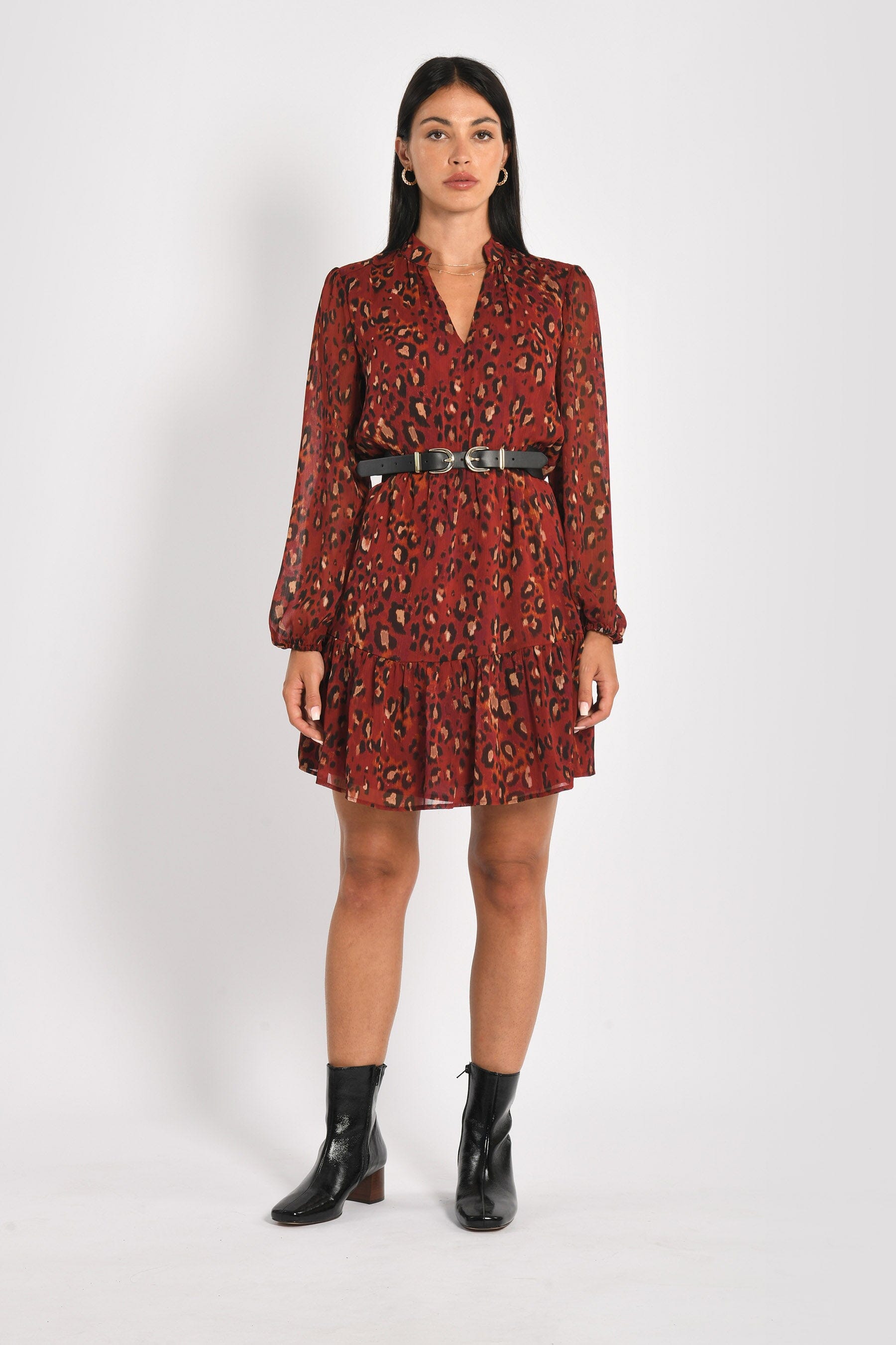 ROBE COURTE LEOPARD MINA MULTI BORDEAUX ROBE KOOKAI Mode Kookai