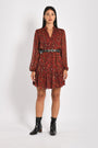 ROBE COURTE LEOPARD MINA MULTI BORDEAUX ROBE KOOKAI Mode Kookai