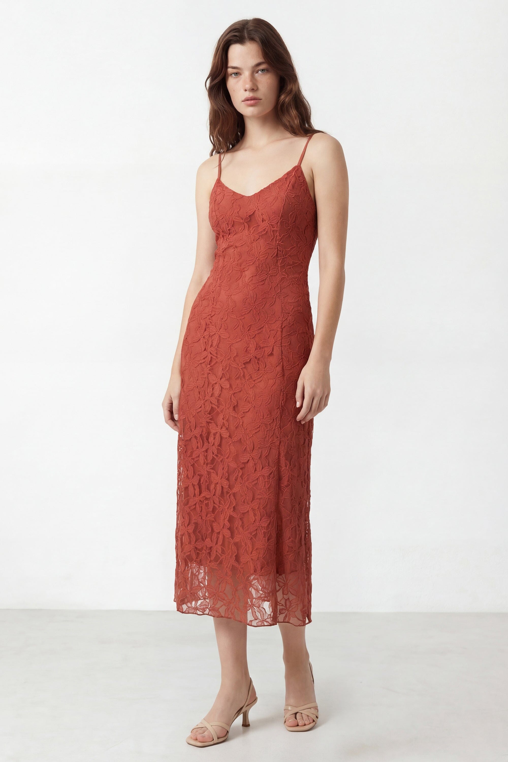 ROBE DENTELLE - CLAIRITY - TERRACOTTA ROBE NEW KOOKAI Mode Kookai