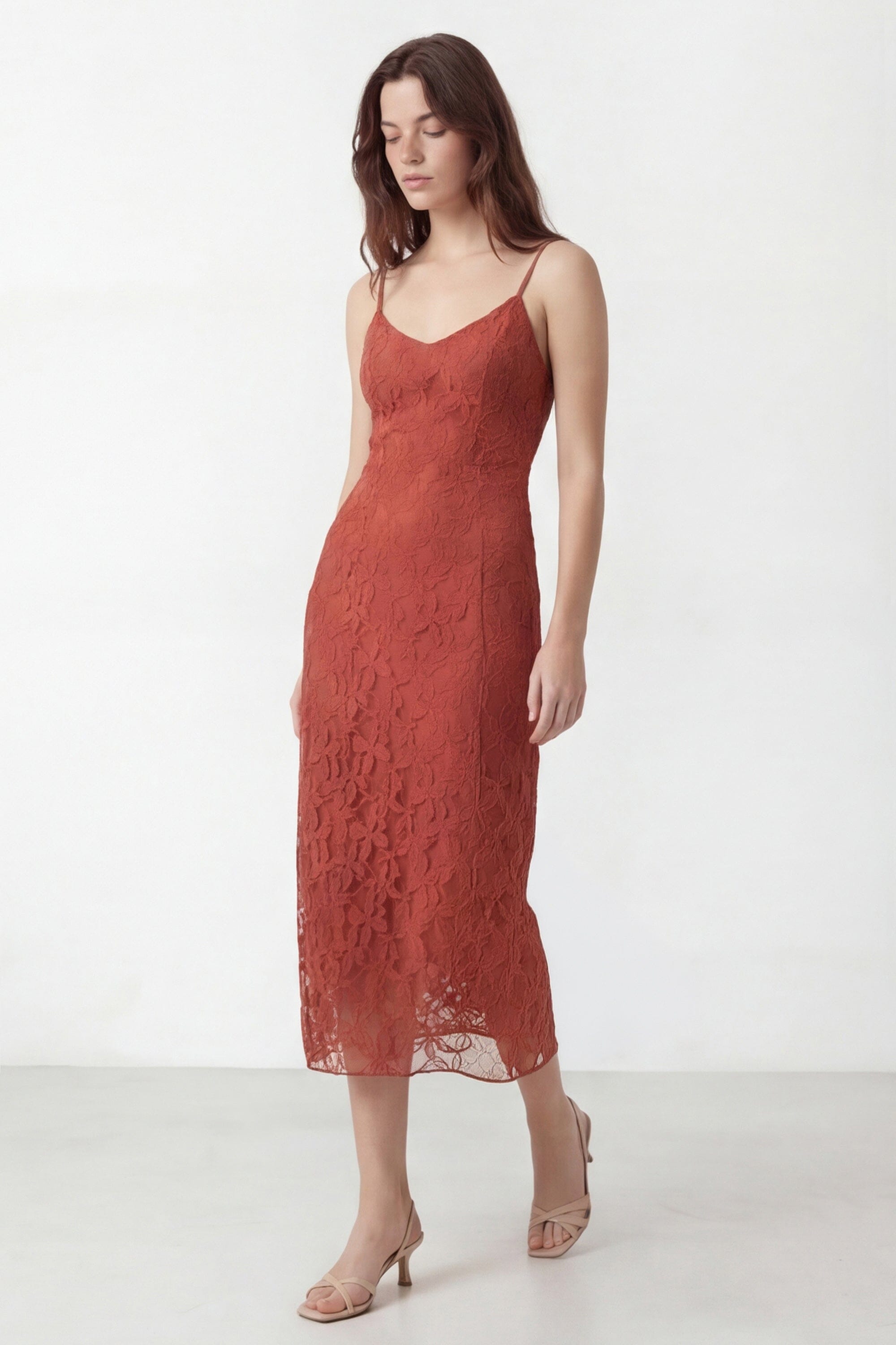 ROBE DENTELLE - CLAIRITY - TERRACOTTA ROBE NEW KOOKAI Mode Kookai