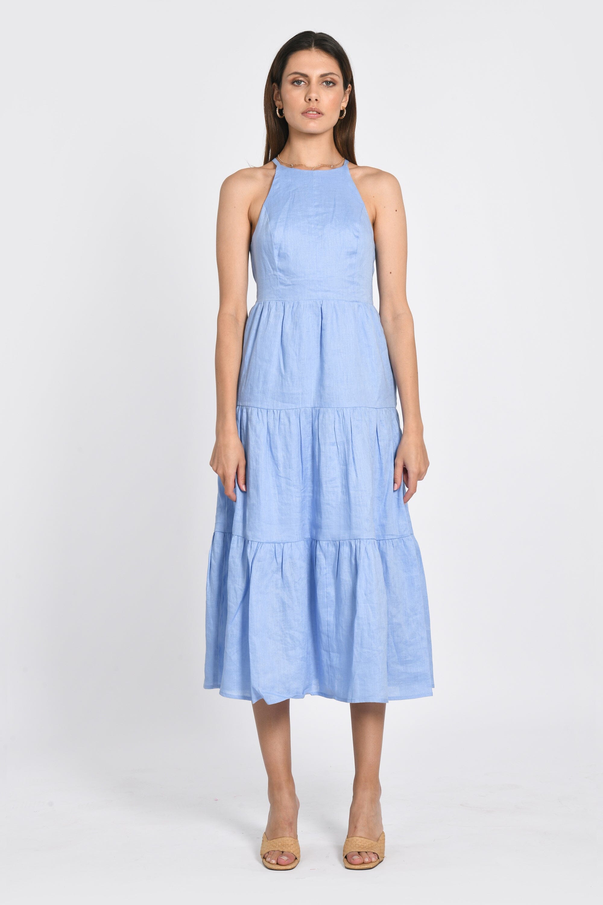 ROBE EN LIN MIDI TAHIA BLUE BELL ROBE KOOKAI Mode Kookai