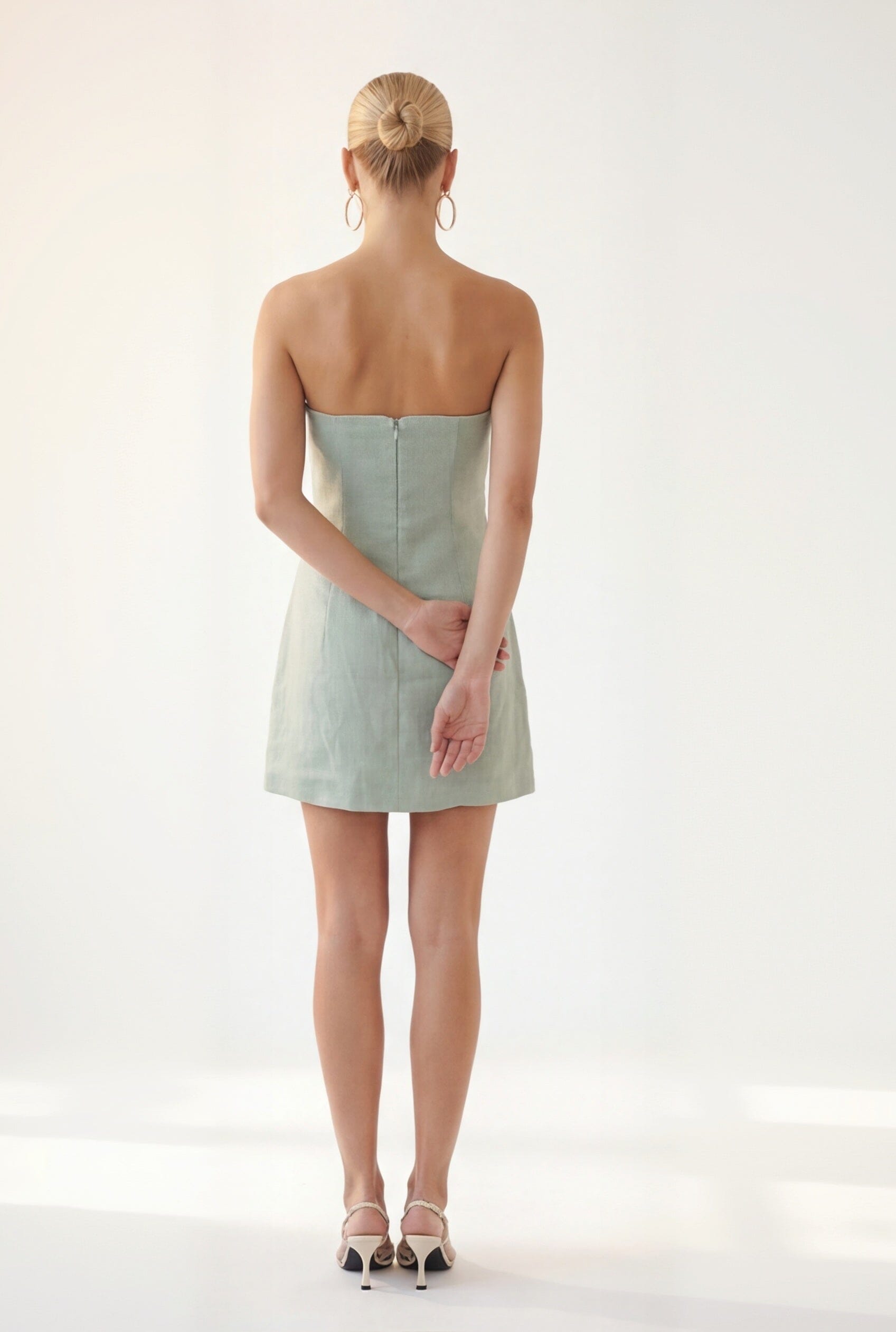 ROBE LIN BUSTIER - CHELSEA - CELADON ROBE NEW KOOKAI Mode Kookai