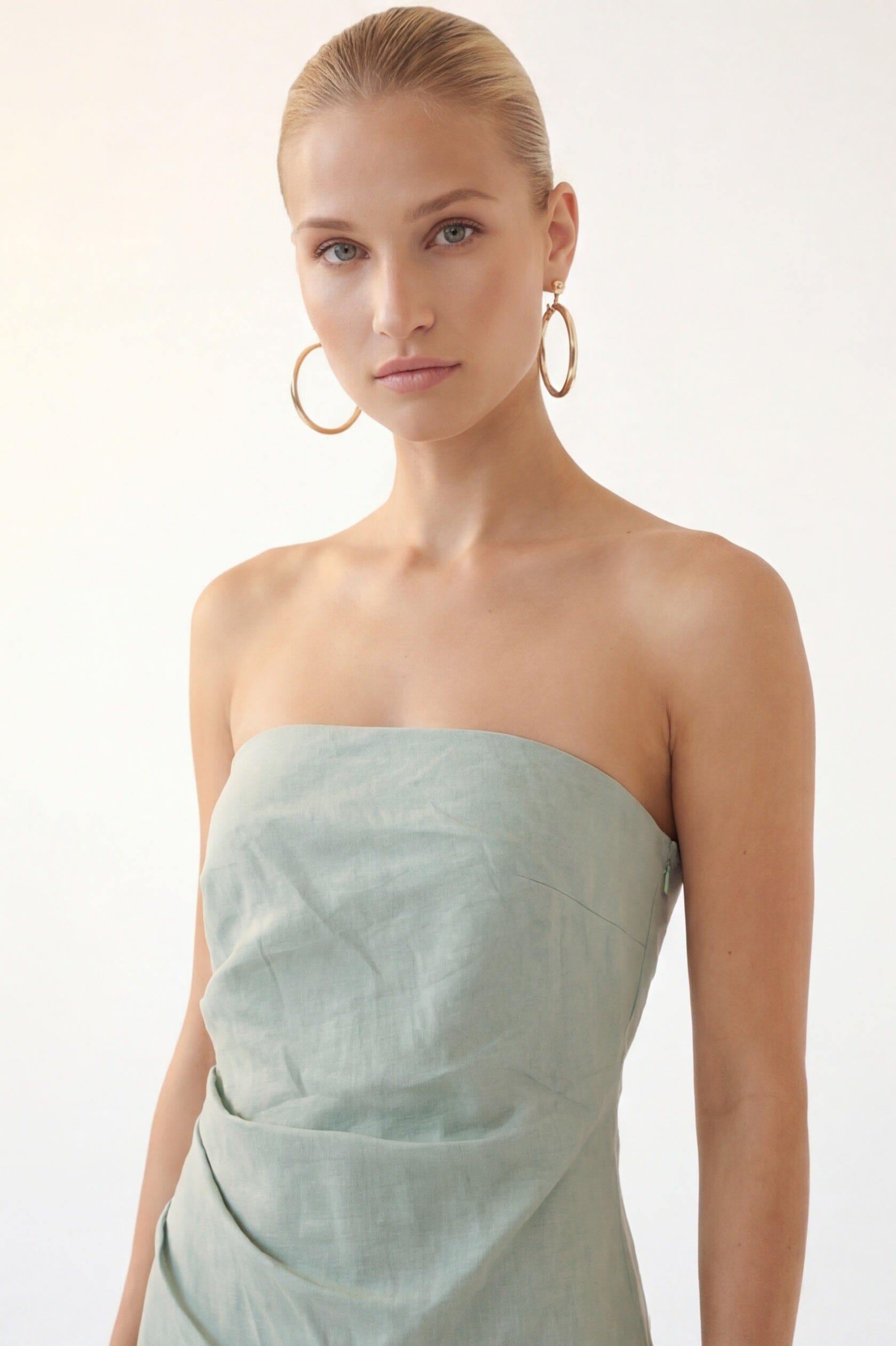 ROBE LIN BUSTIER - CHELSEA - CELADON ROBE NEW KOOKAI Mode Kookai