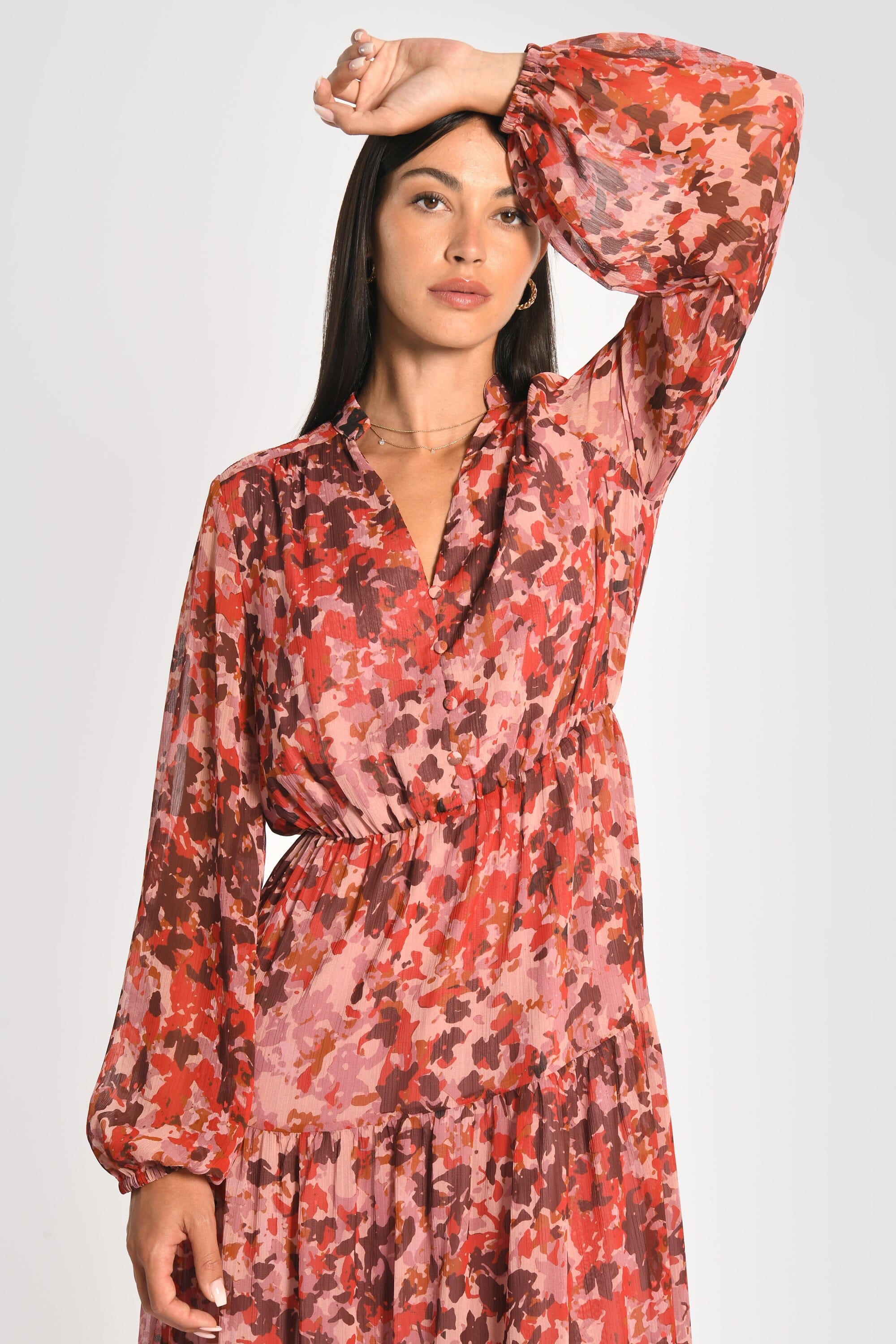 ROBE LONGUE IMPRIMÉE CONSTANCE MULTI BORDEAUX ROBE KOOKAI Mode Kookai
