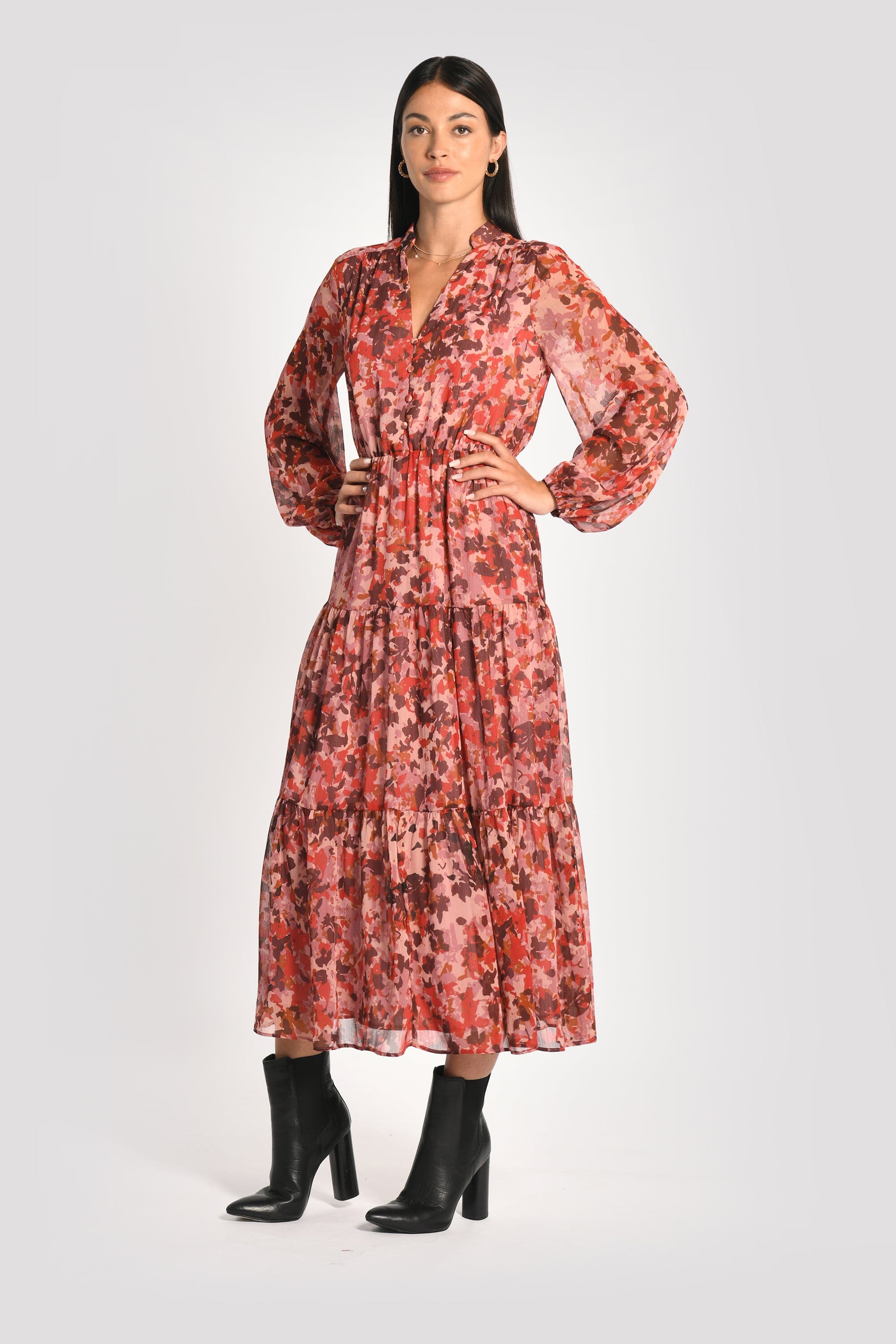 ROBE LONGUE IMPRIMÉE CONSTANCE MULTI BORDEAUX ROBE KOOKAI Mode Kookai