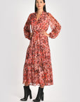 ROBE LONGUE IMPRIMÉE CONSTANCE MULTI BORDEAUX ROBE KOOKAI Mode Kookai