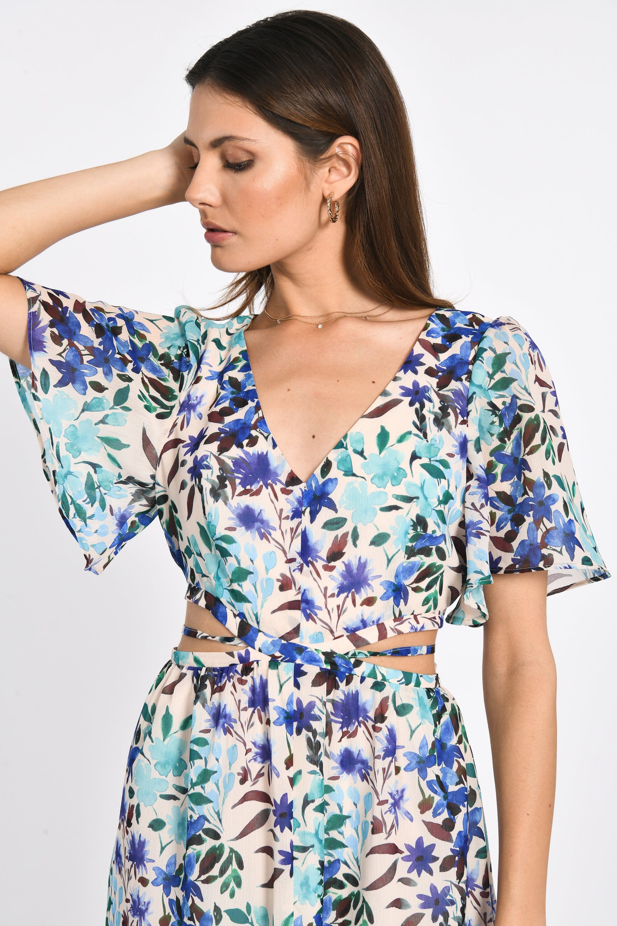 ROBE LONGUE PRISCA FLEURS MULTI BLEU ROBE KOOKAI Mode Kookai