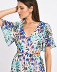 ROBE LONGUE PRISCA FLEURS MULTI BLEU ROBE KOOKAI Mode Kookai