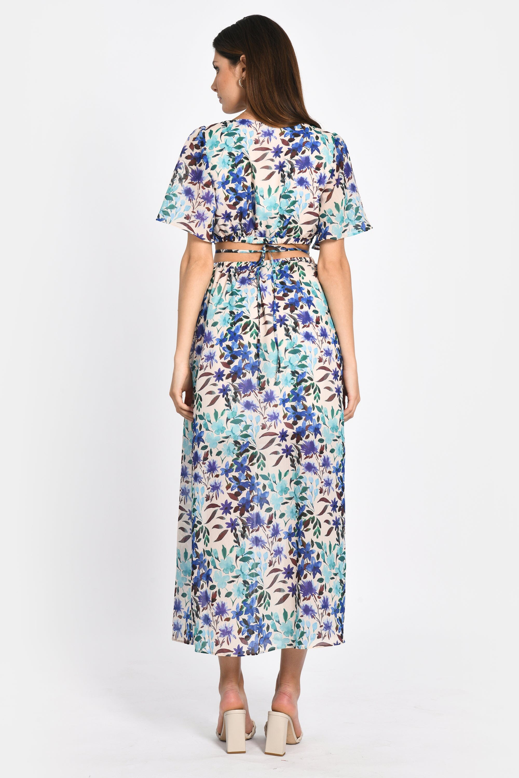 ROBE LONGUE PRISCA FLEURS MULTI BLEU ROBE KOOKAI Mode Kookai
