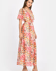 ROBE LONGUE PRISCA FLEURS MULTI ORANGE ROBE KOOKAI Mode Kookai