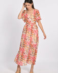 ROBE LONGUE PRISCA FLEURS MULTI ORANGE ROBE KOOKAI Mode Kookai