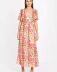 ROBE LONGUE PRISCA FLEURS MULTI ORANGE ROBE KOOKAI Mode Kookai