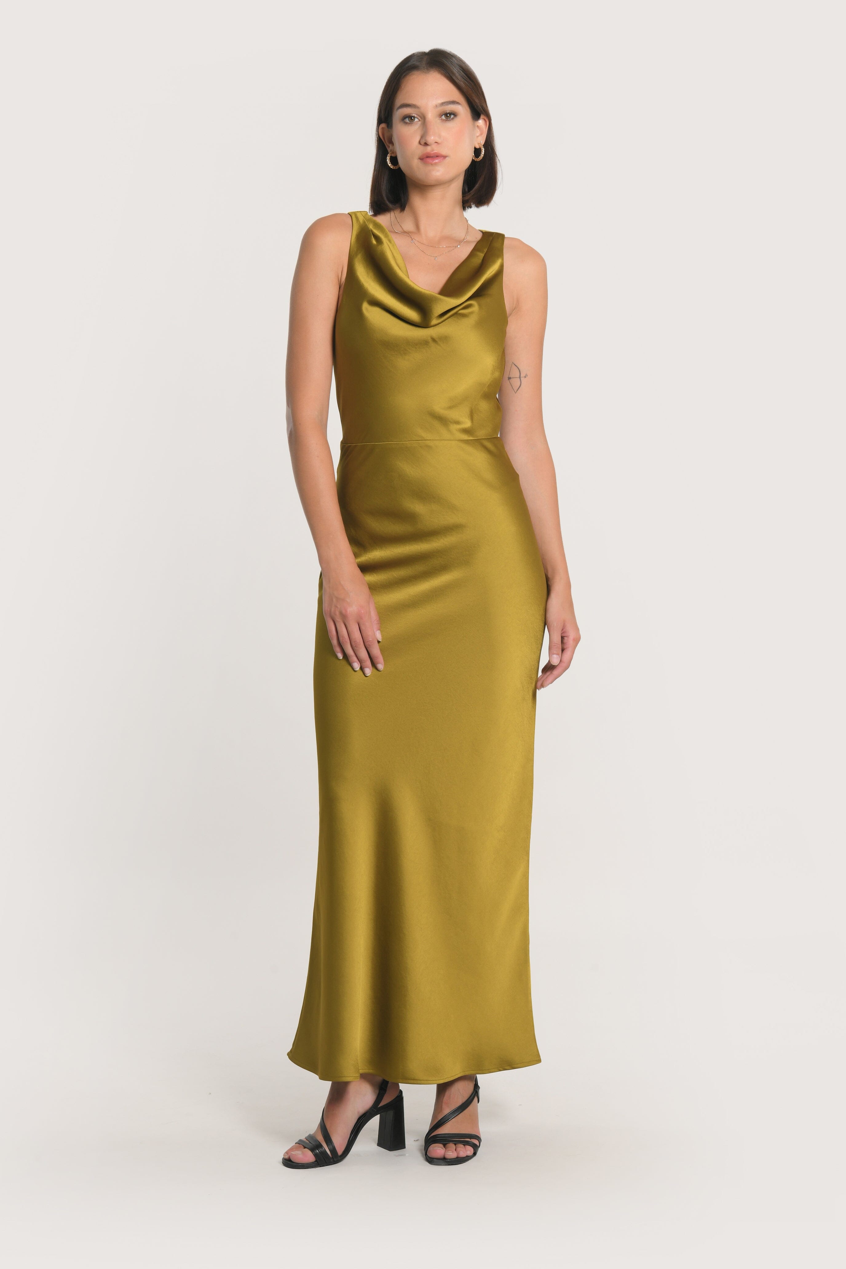 ROBE LONGUE SATIN PATTY BRONZE ROBE KOOKAI Mode Kookai