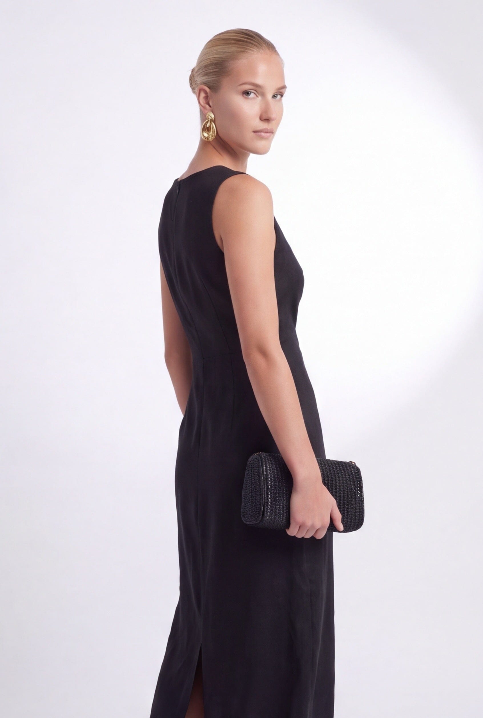 ROBE MIDI 100% LIN - CHELSEA - NOIR ROBE NEW KOOKAI Mode Kookai