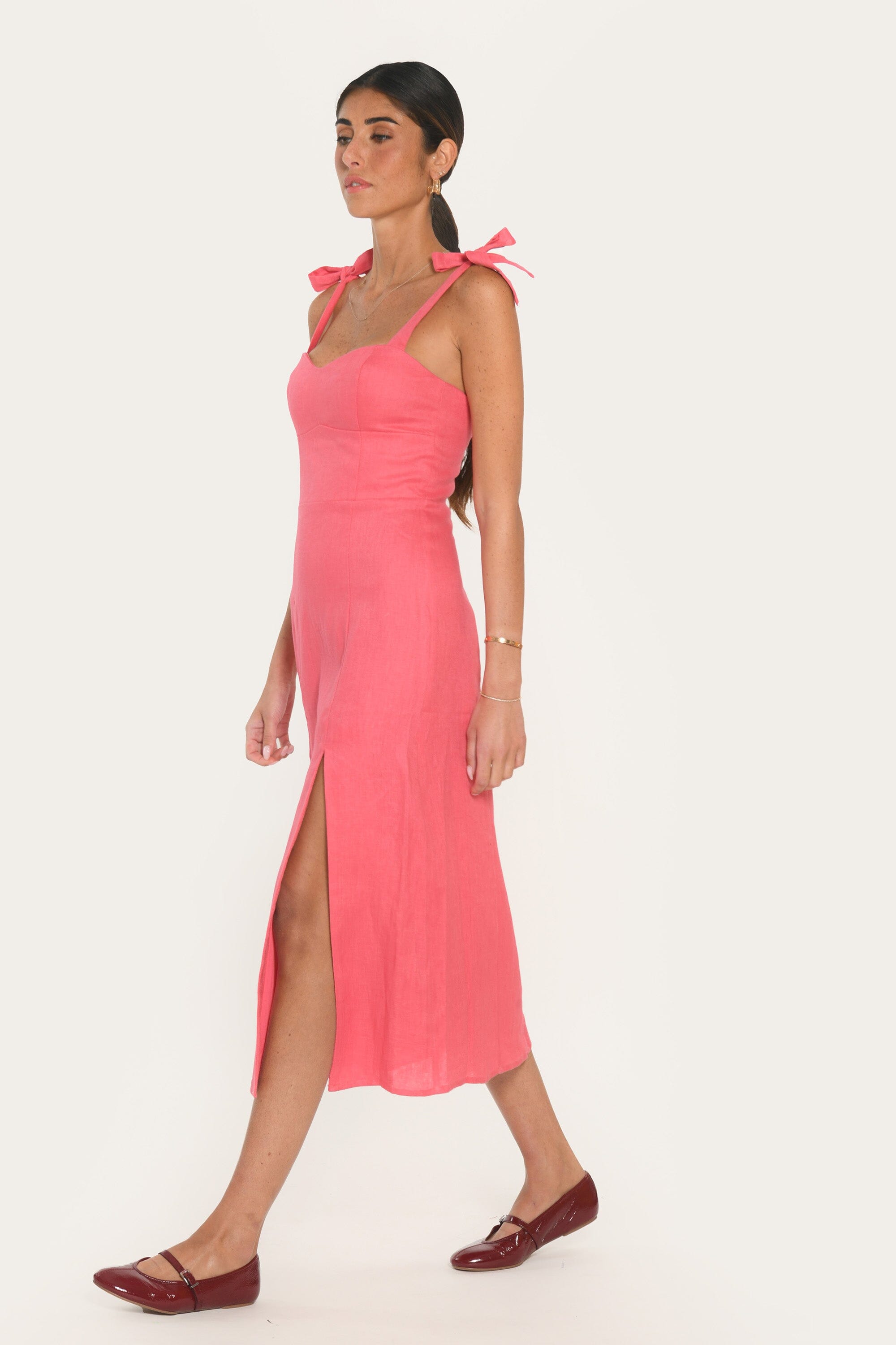 ROBE MIDI BRETELLES - ALICE - FUSCHIA ROBE NEW KOOKAI Mode Kookai