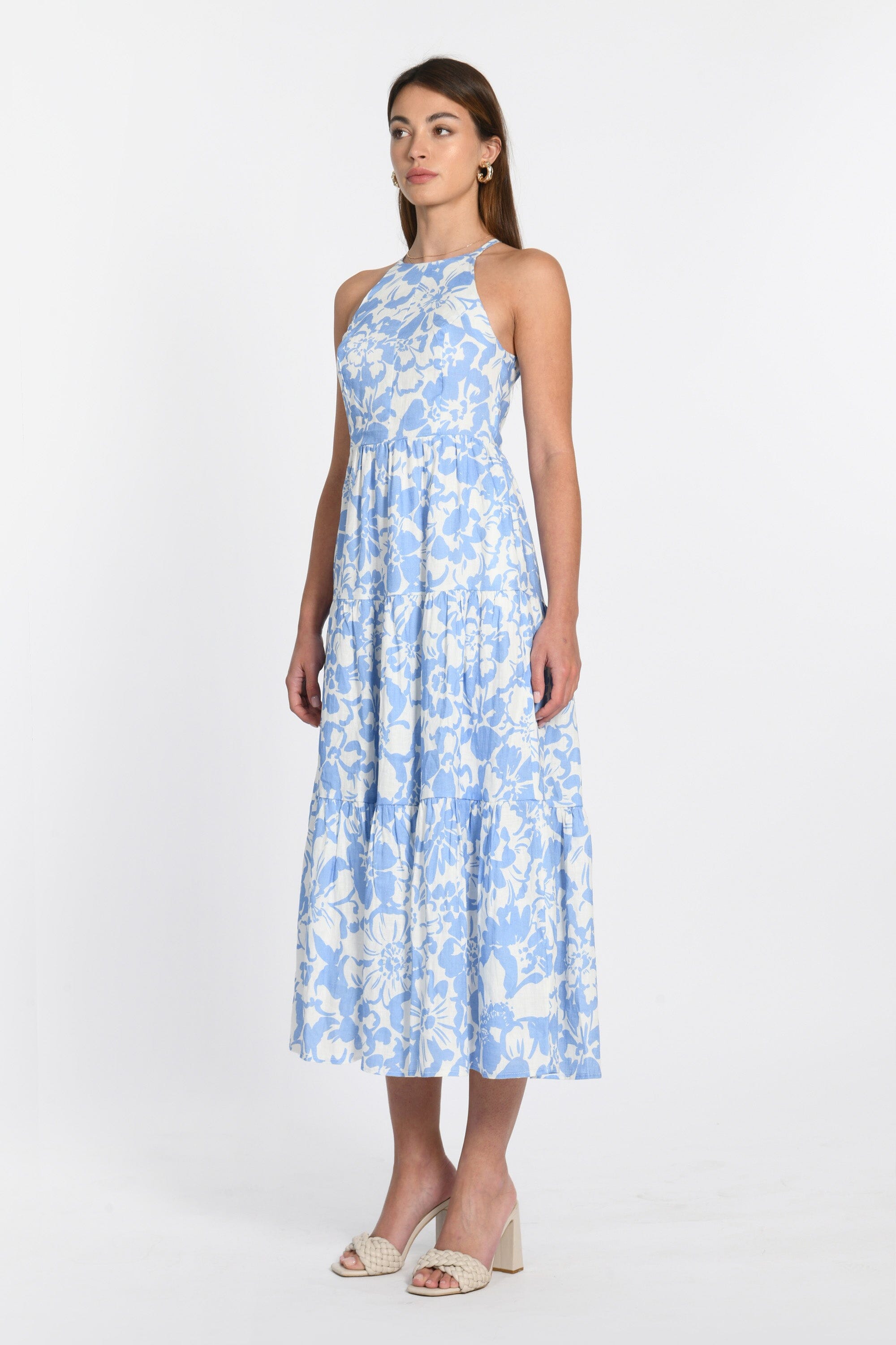ROBE MIDI FLORA BLEU/BLANC ROBE KOOKAI Mode Kookai