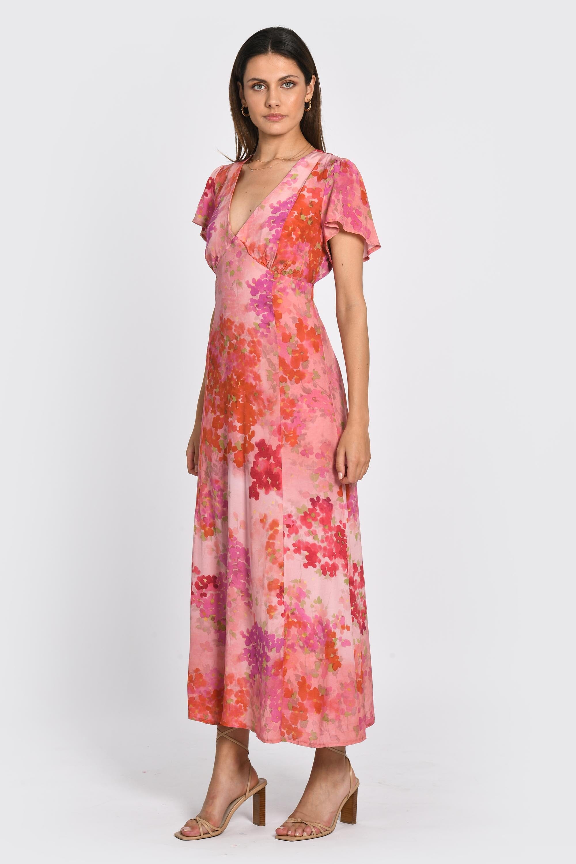 ROBE MIDI PAOLA FLEURS MULTI ROUGE ROBE KOOKAI Mode Kookai