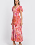 ROBE MIDI PAOLA FLEURS MULTI ROUGE ROBE KOOKAI Mode Kookai