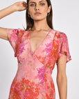 ROBE MIDI PAOLA FLEURS MULTI ROUGE ROBE KOOKAI Mode Kookai
