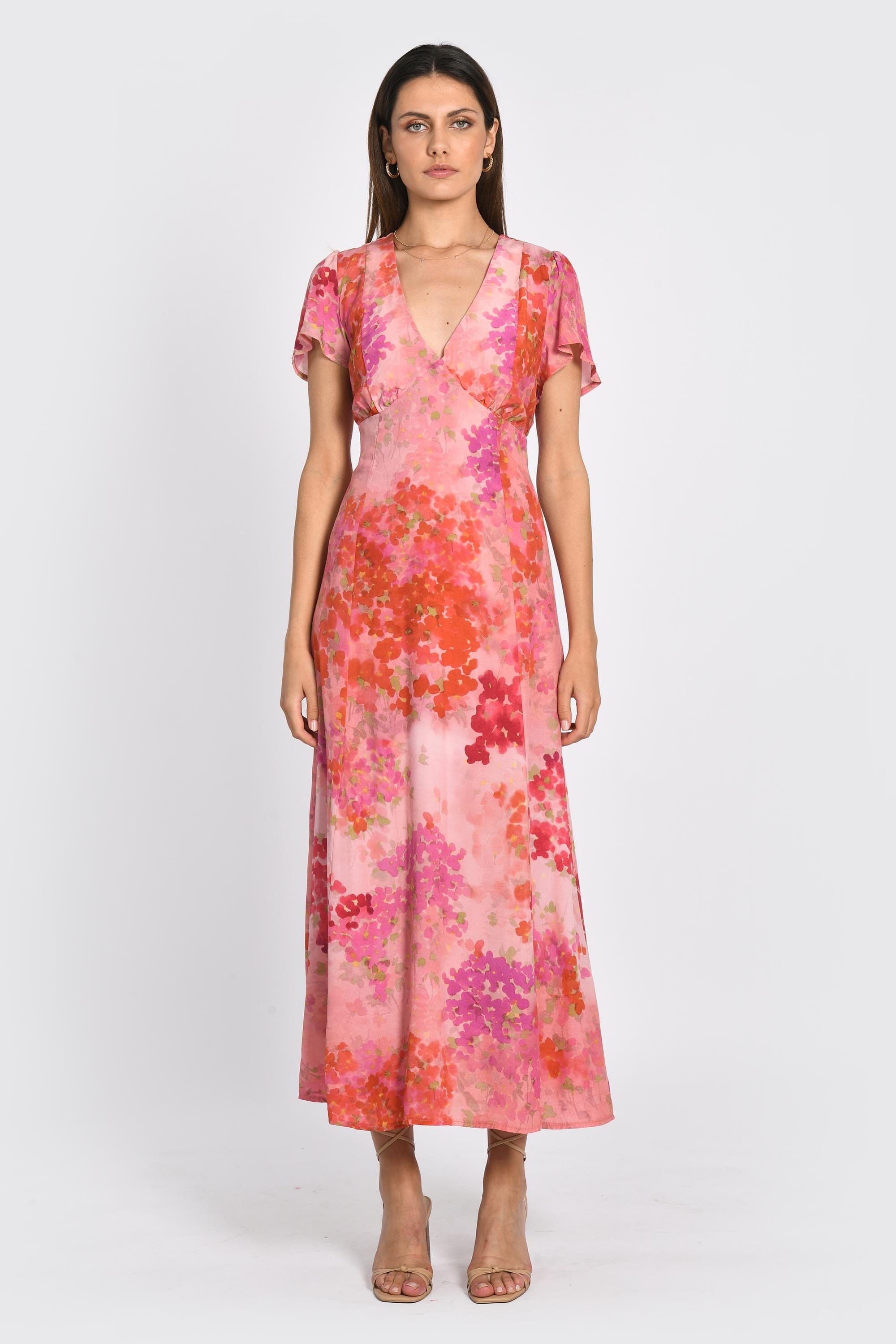 ROBE MIDI PAOLA FLEURS MULTI ROUGE ROBE KOOKAI Mode Kookai