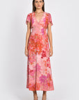 ROBE MIDI PAOLA FLEURS MULTI ROUGE ROBE KOOKAI Mode Kookai