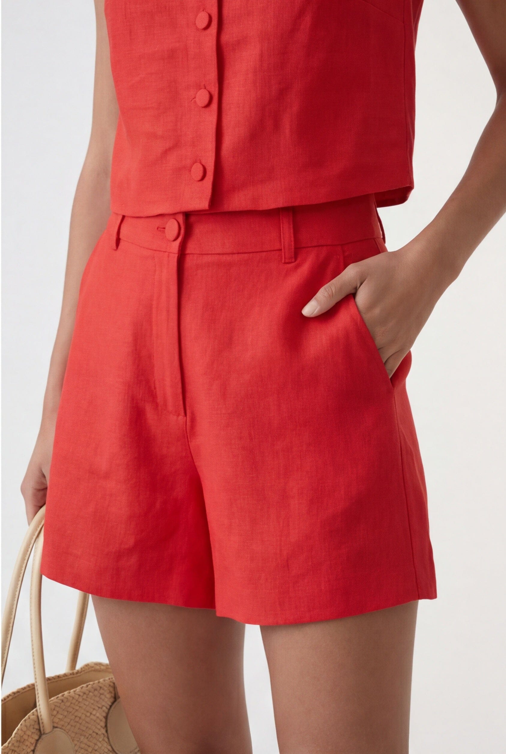 SHORT 100% LIN - CHELSEA - GRENAT SHORT NEW KOOKAI Mode Kookai
