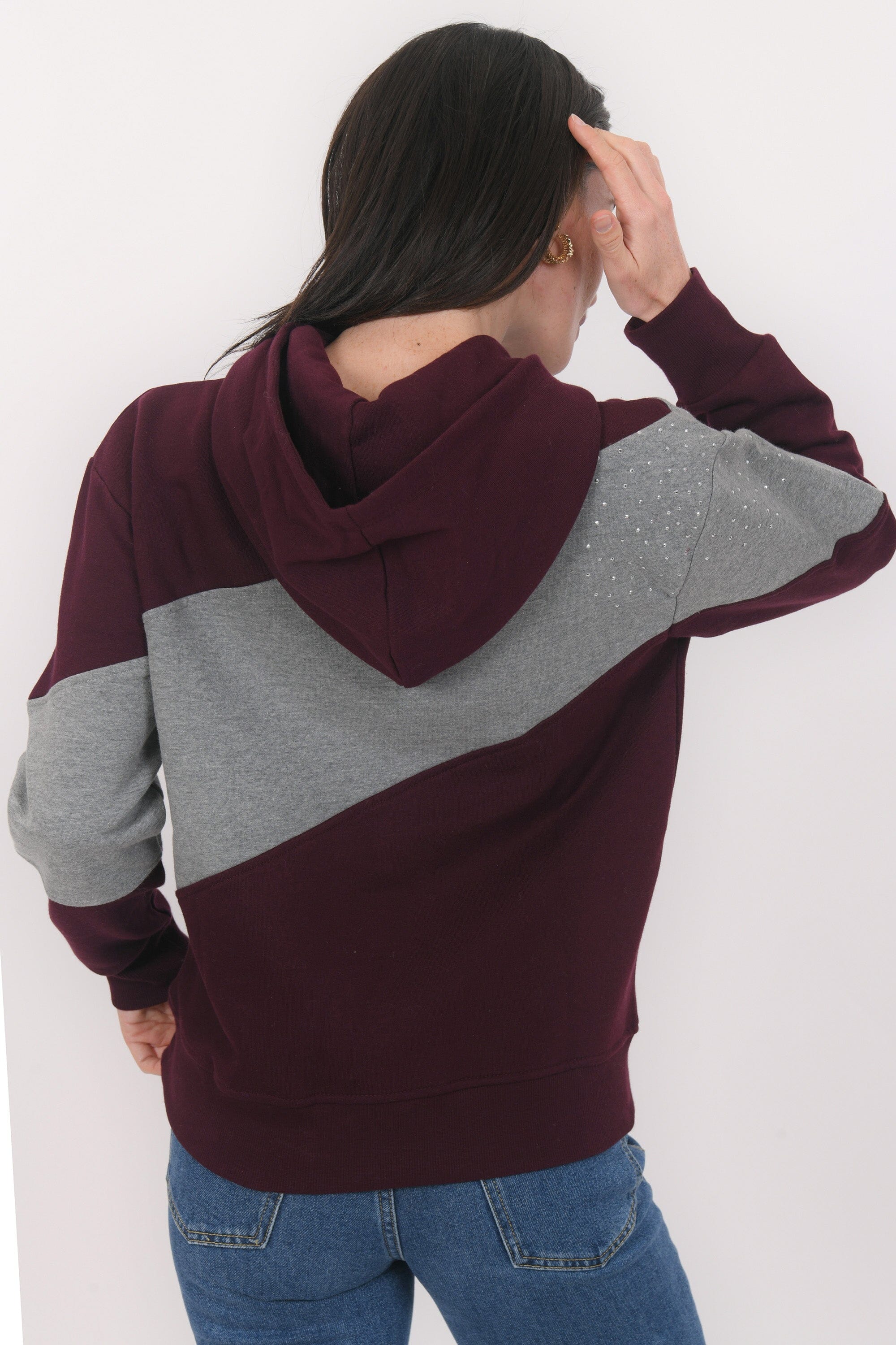 SWEAT - BISTA - GRIS/BORDEAUX TEE SHIRT NEW KOOKAI Mode Kookai