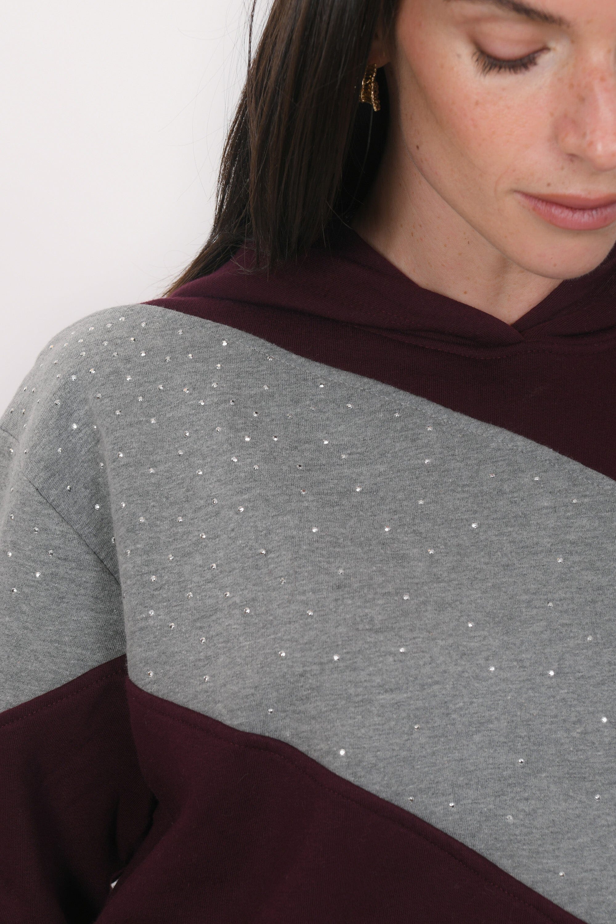 SWEAT - BISTA - GRIS/BORDEAUX TEE SHIRT NEW KOOKAI Mode Kookai