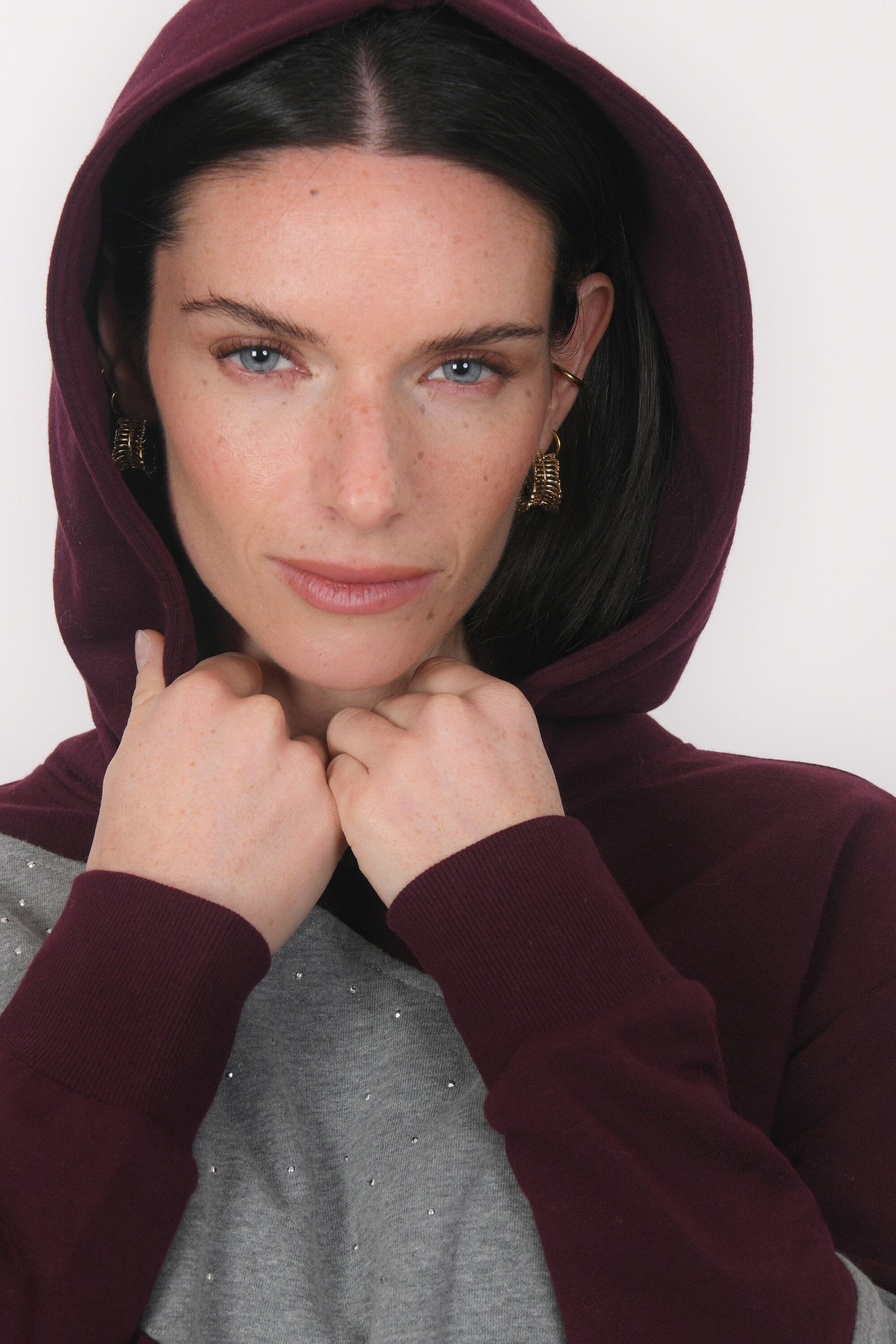 SWEAT - BISTA - GRIS/BORDEAUX TEE SHIRT NEW KOOKAI Mode Kookai