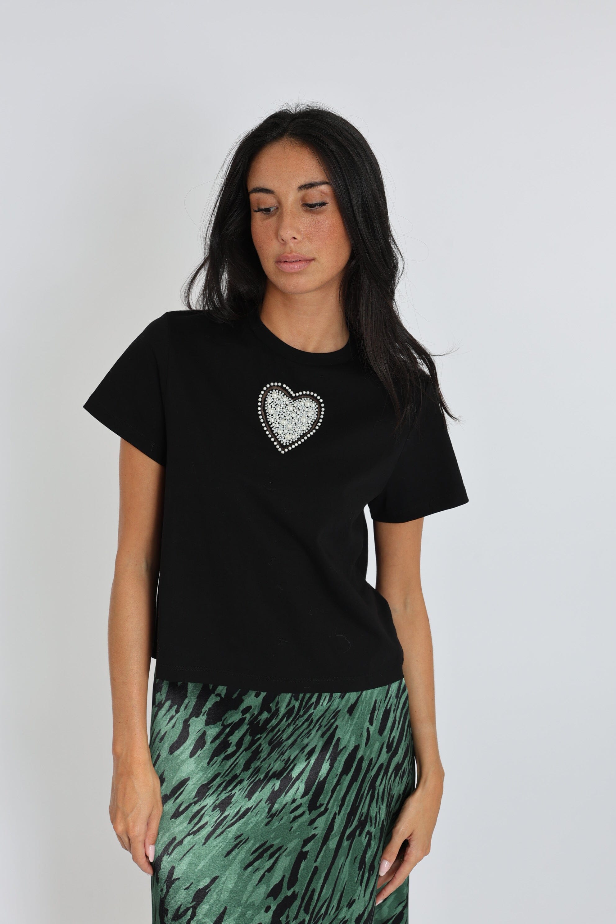 T-SHIRT CŒR NINA PERLÉ NOIR TEE SHIRT KOOKAI Mode Kookai