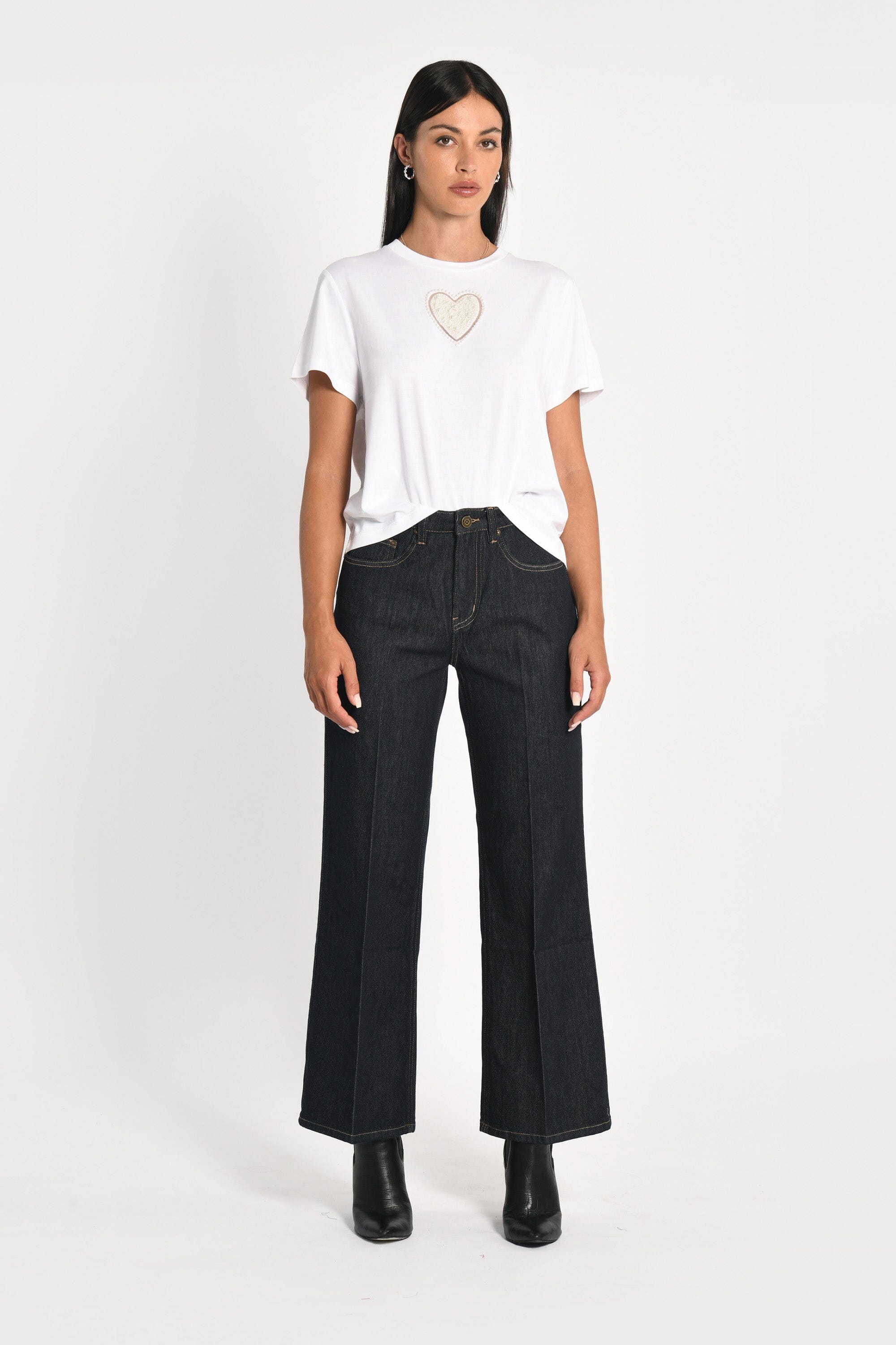 T-SHIRT CŒR PERLÉ NINA BLANC TEE SHIRT KOOKAI Mode Kookai