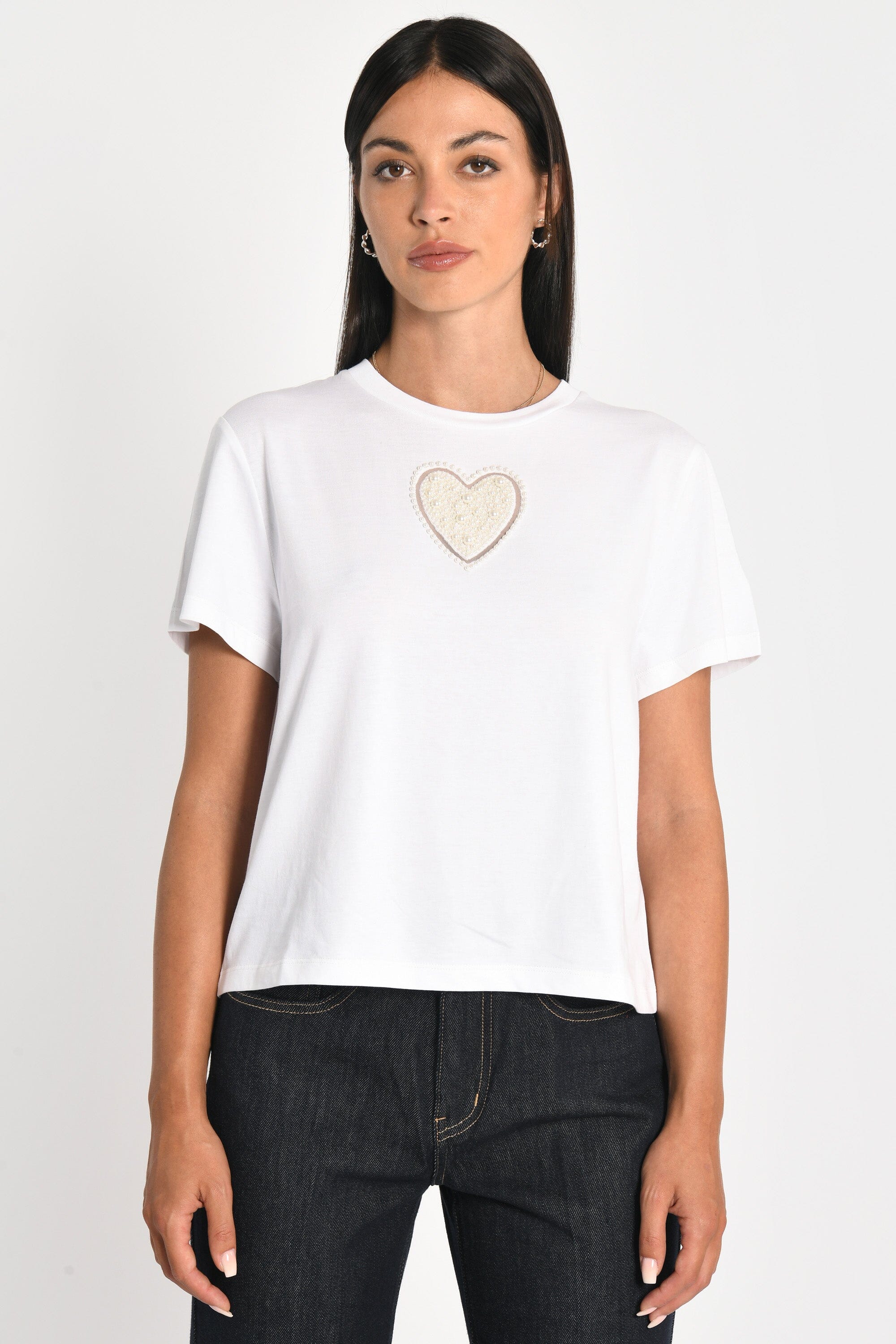 T-SHIRT CŒR PERLÉ NINA BLANC TEE SHIRT KOOKAI Mode Kookai