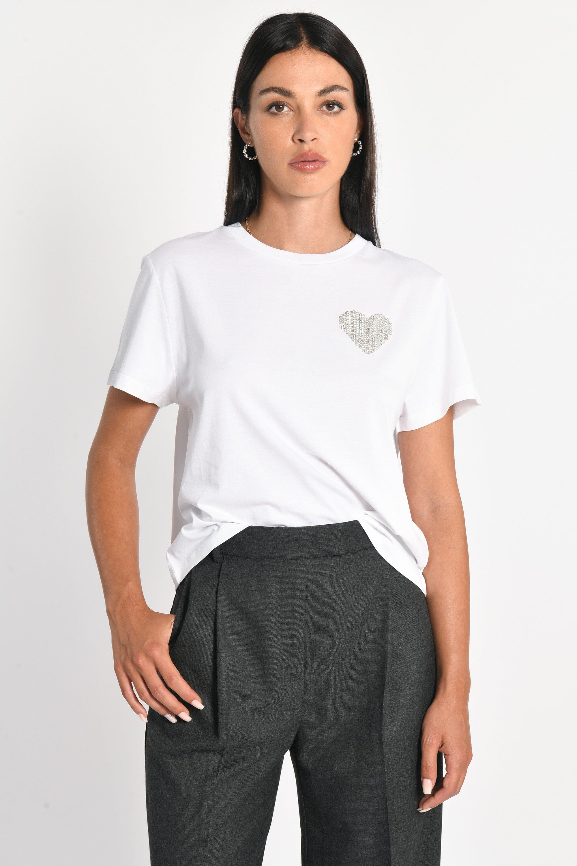 T-SHIRT CŒR STRASS LUNA BLANC TEE SHIRT KOOKAI Mode Kookai