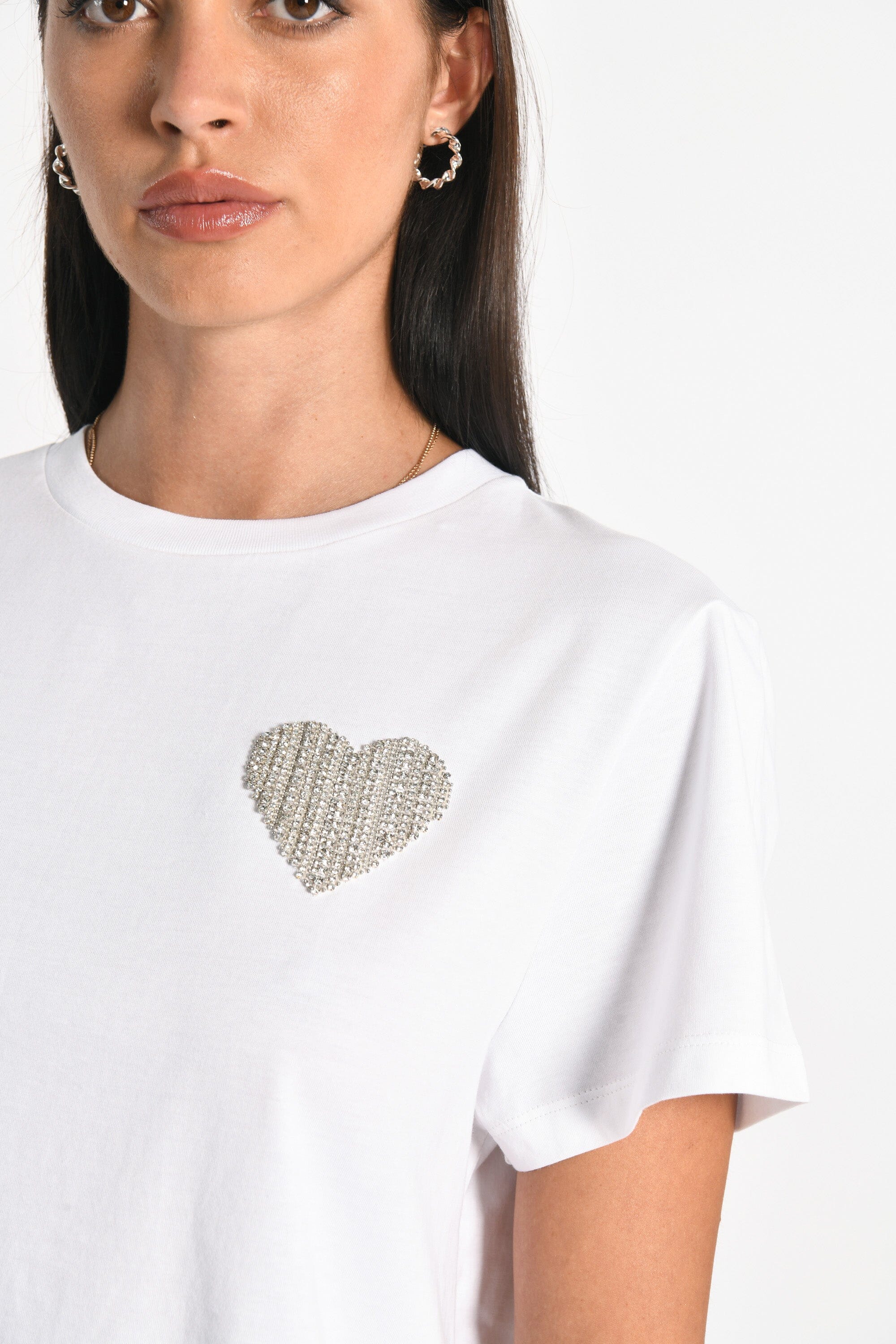 T-SHIRT CŒR STRASS LUNA BLANC TEE SHIRT KOOKAI Mode Kookai