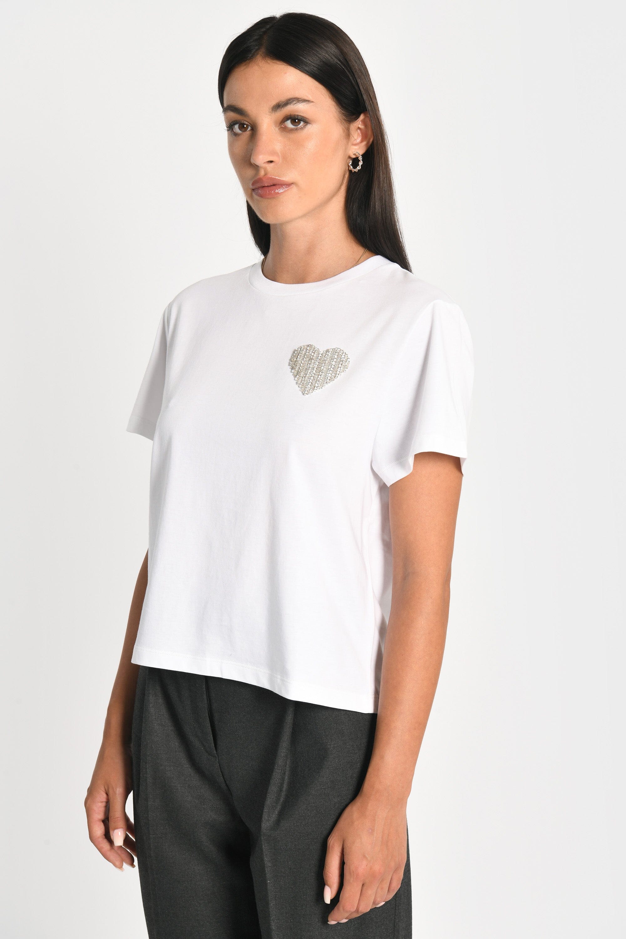 T-SHIRT CŒR STRASS LUNA BLANC TEE SHIRT KOOKAI Mode Kookai