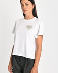 T-SHIRT CŒR STRASS LUNA BLANC TEE SHIRT KOOKAI Mode Kookai