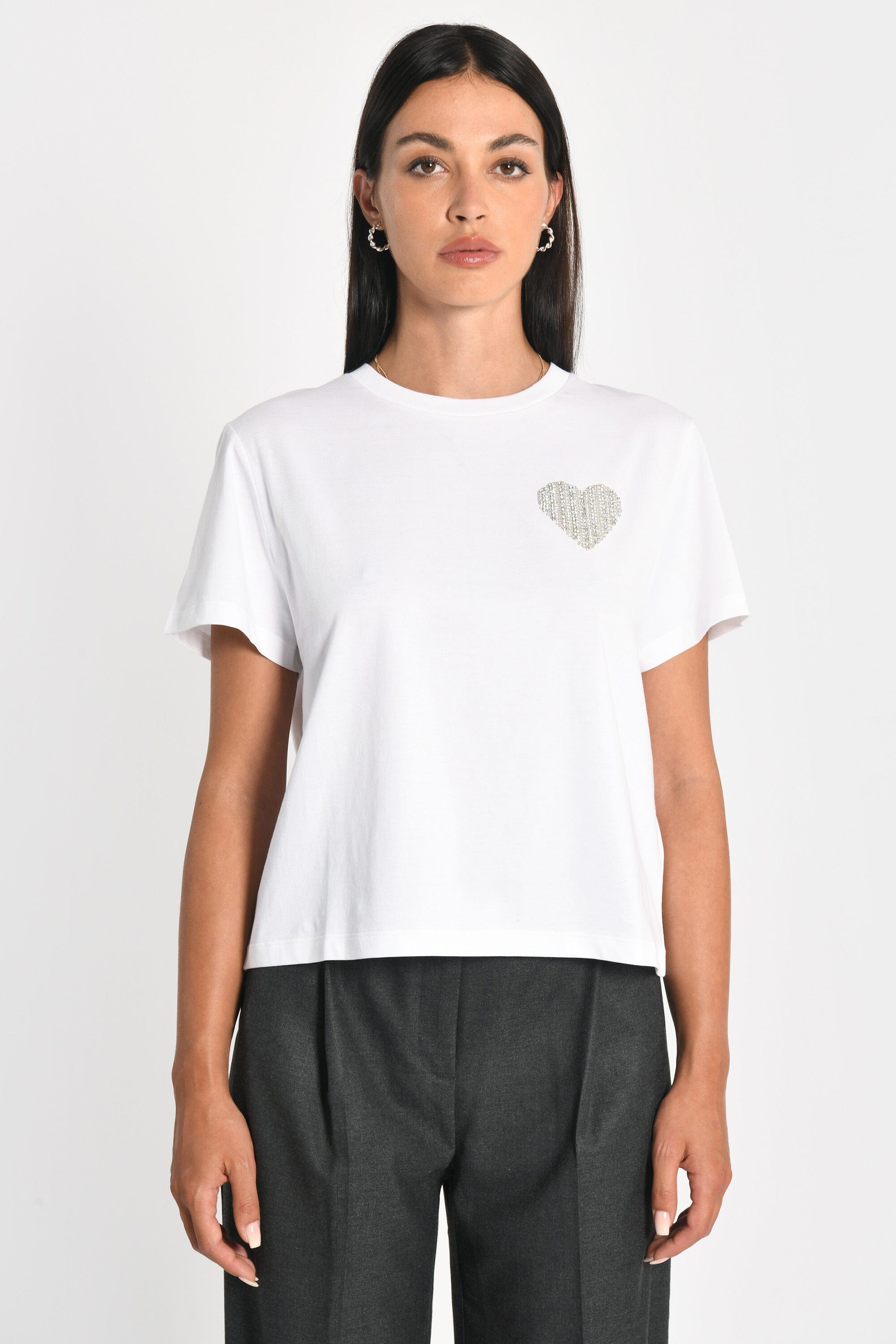 T-SHIRT CŒR STRASS LUNA BLANC TEE SHIRT KOOKAI Mode Kookai