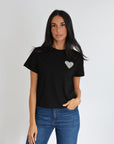 T-SHIRT CŒR STRASS LUNA NOIR TEE SHIRT KOOKAI Mode Kookai