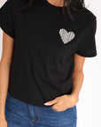 T-SHIRT CŒR STRASS LUNA NOIR TEE SHIRT KOOKAI Mode Kookai